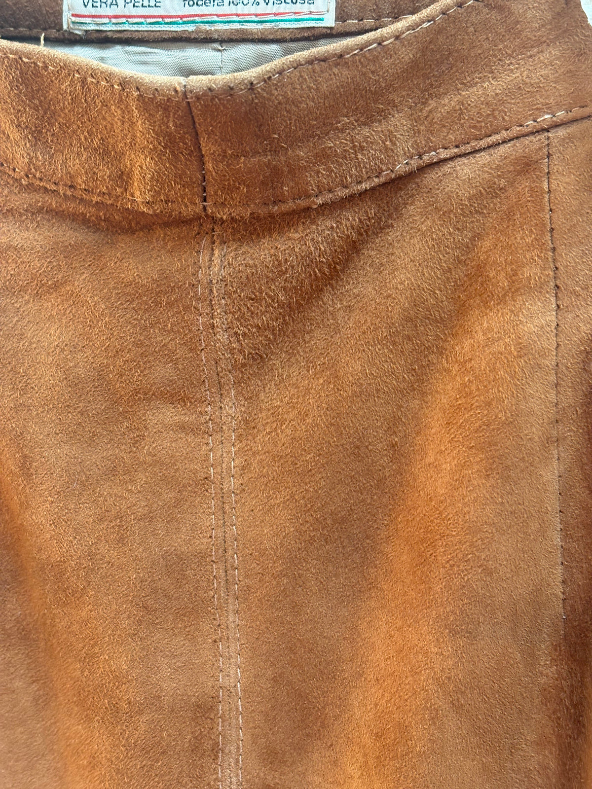 1970s Brown Suede Skirt