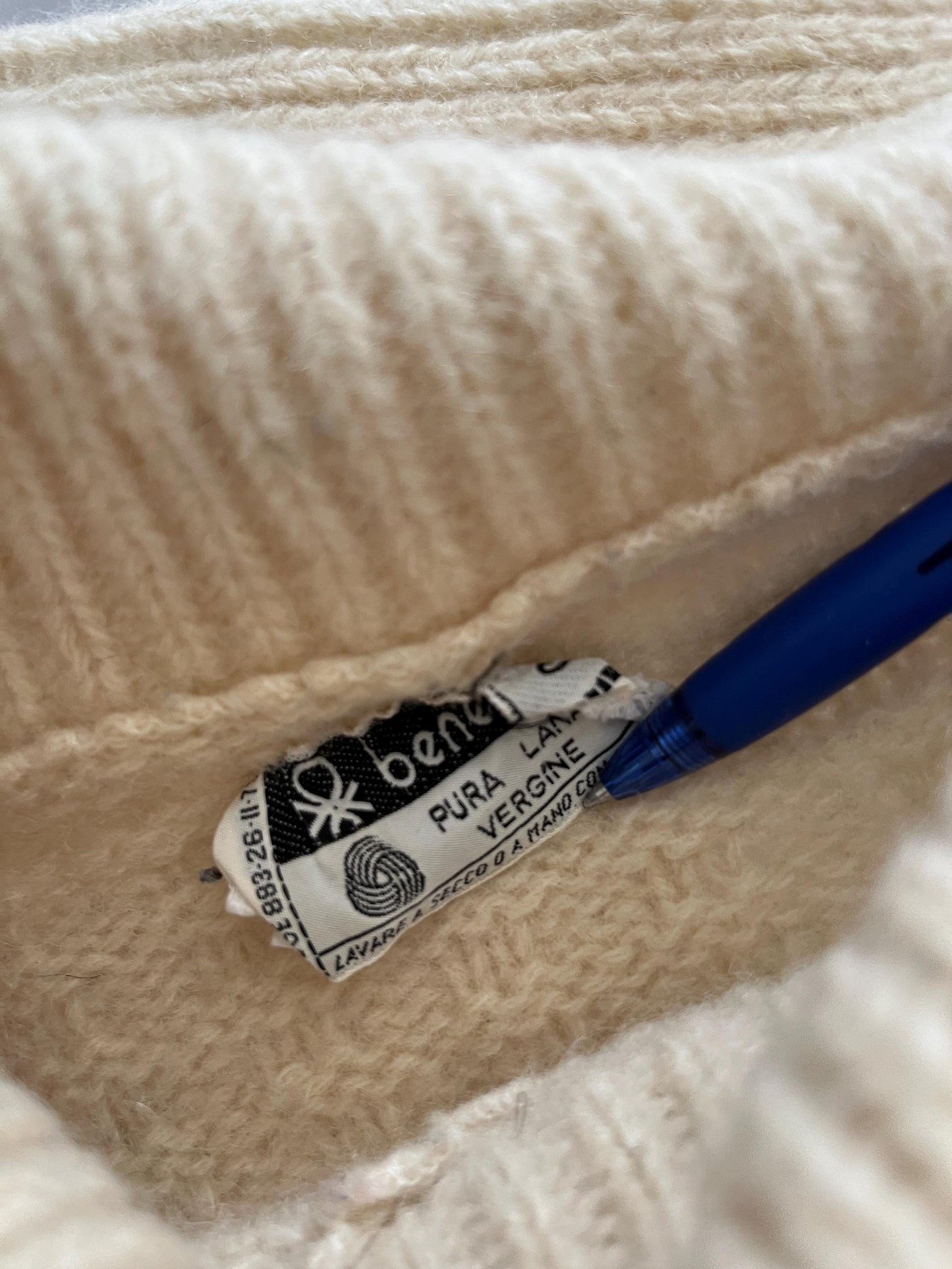 1970s 'Benetton' Wool Knit with Shawl Collar
