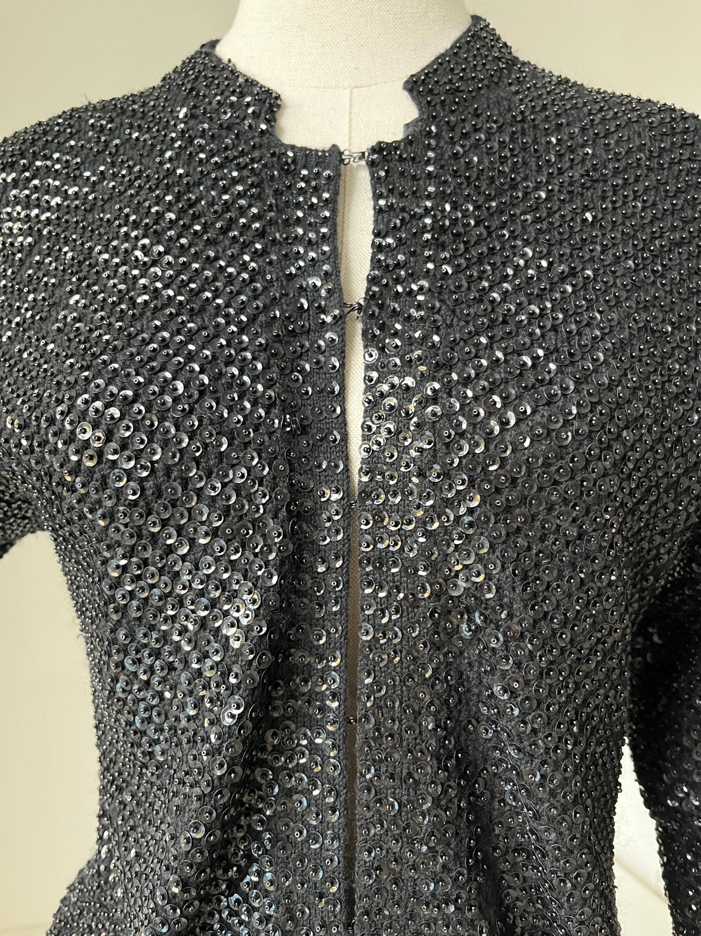 1960s Black Sequin Encrusted Cardigan