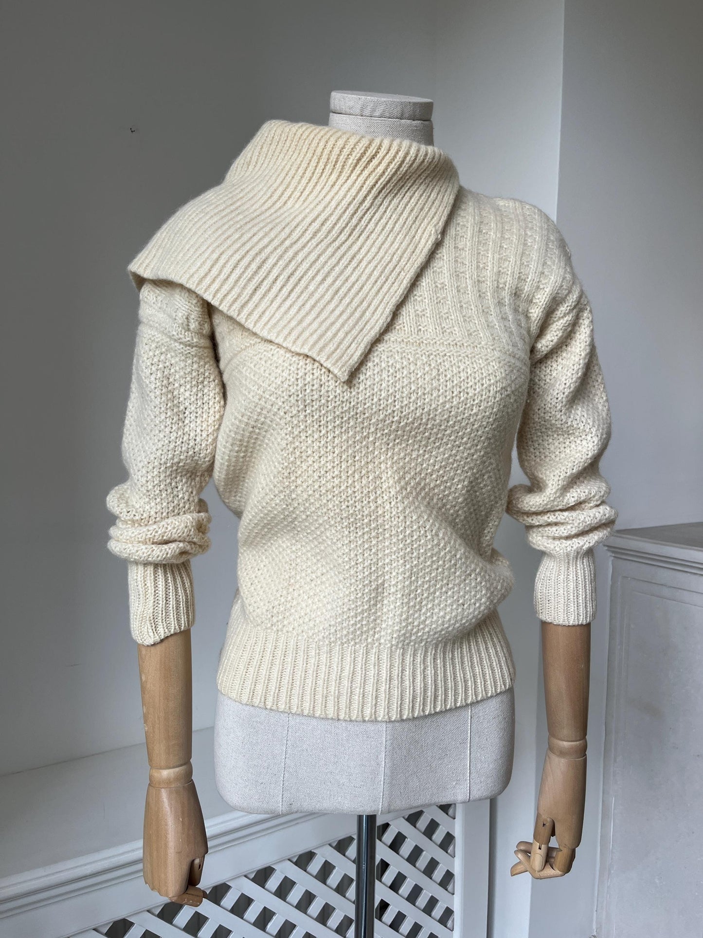1970s 'Benetton' Wool Knit with Shawl Collar