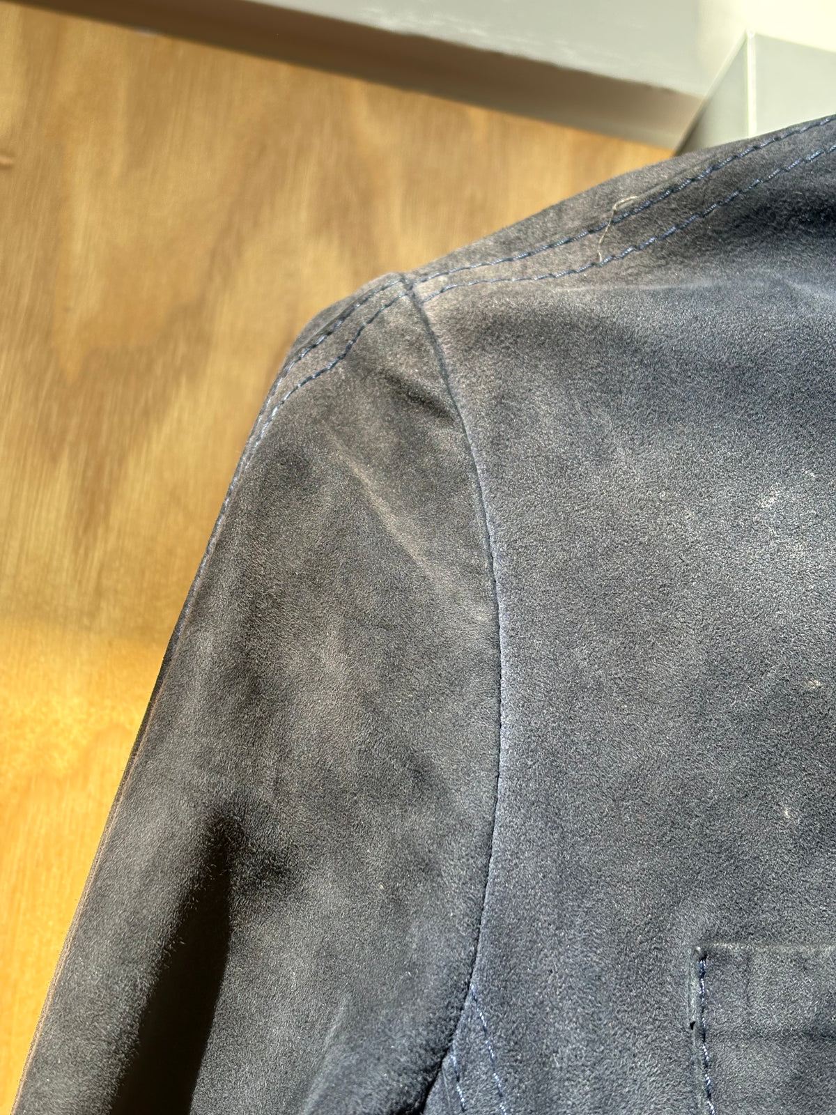 1970s Navy 'Furs-Ettex' Suede Trench Coat