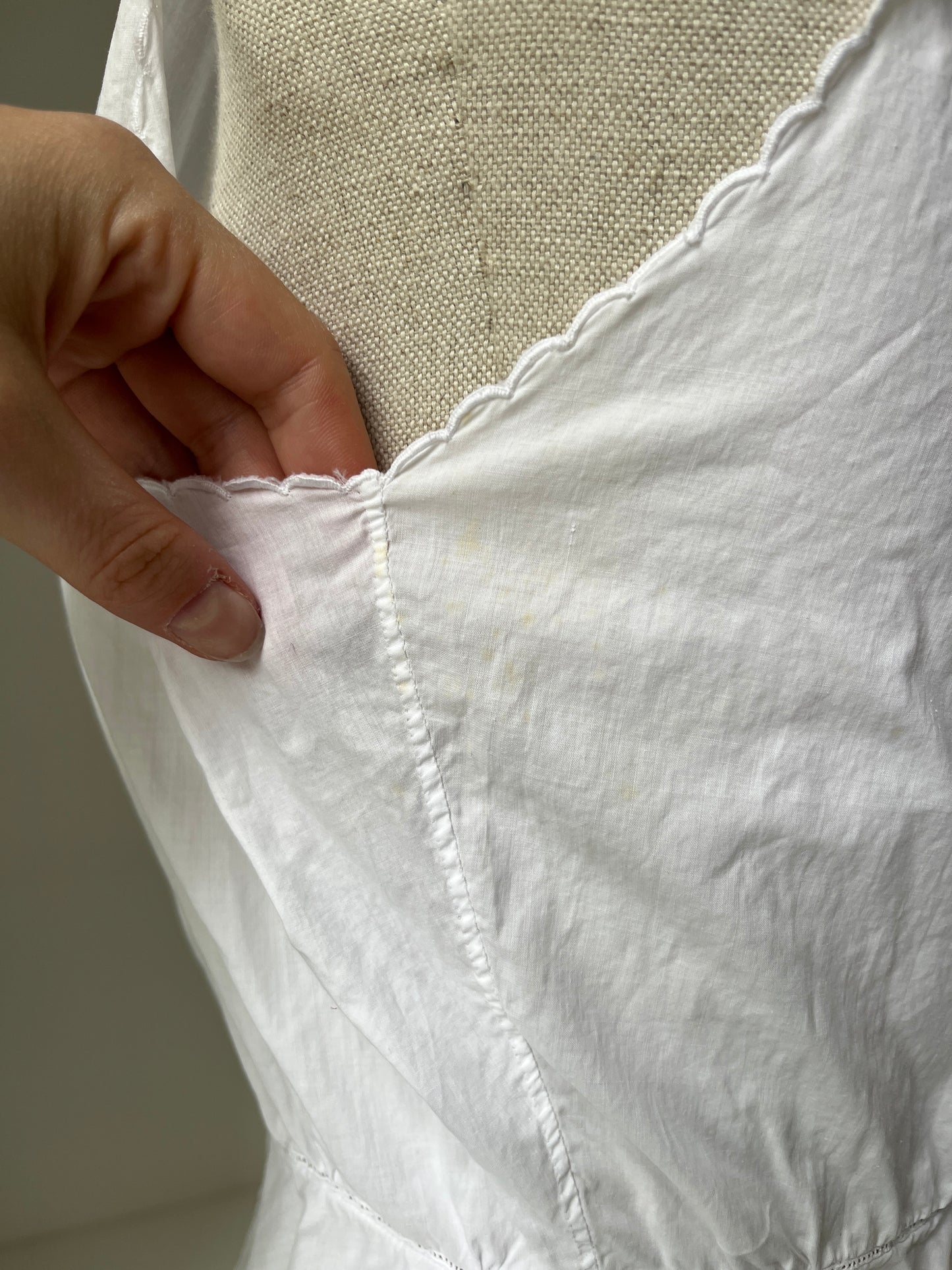 1910s Edwardian Corset Cover with Wisteria Embroidery