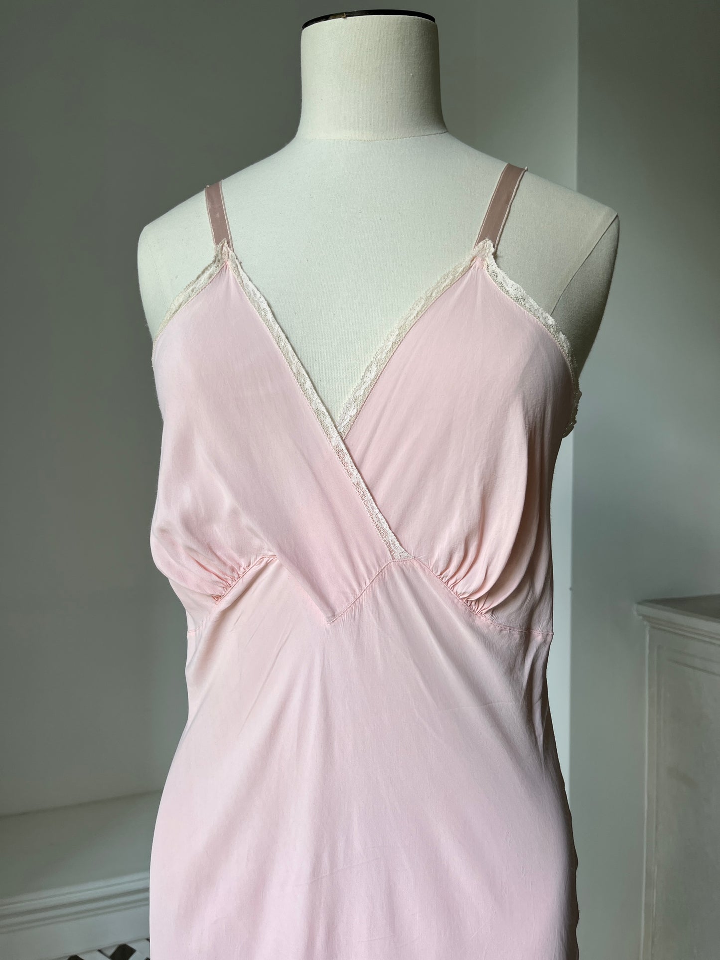 1940s Pink Midi Pink Slip with Crossover Bust