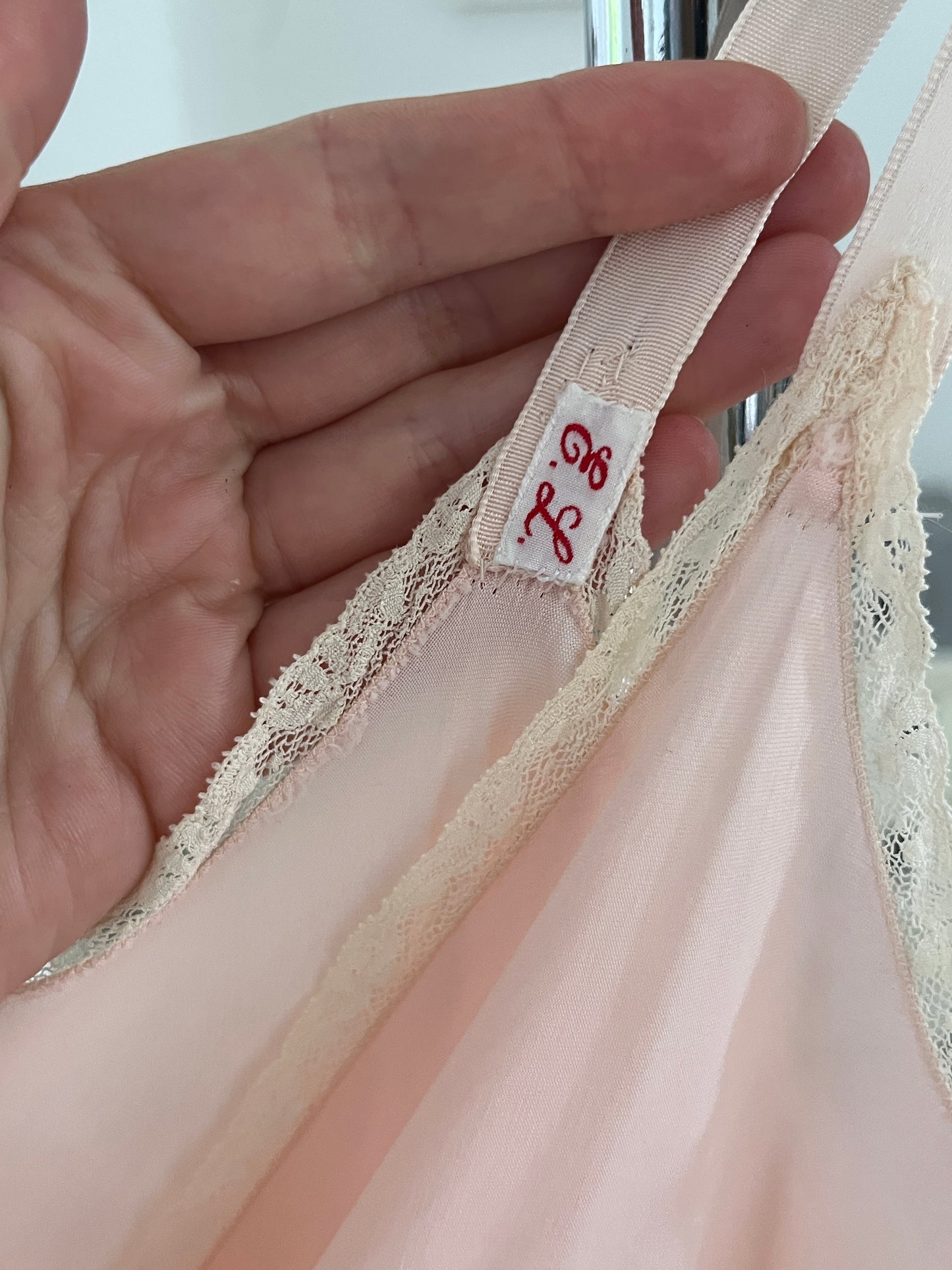 1940s Pink Midi Pink Slip with Crossover Bust
