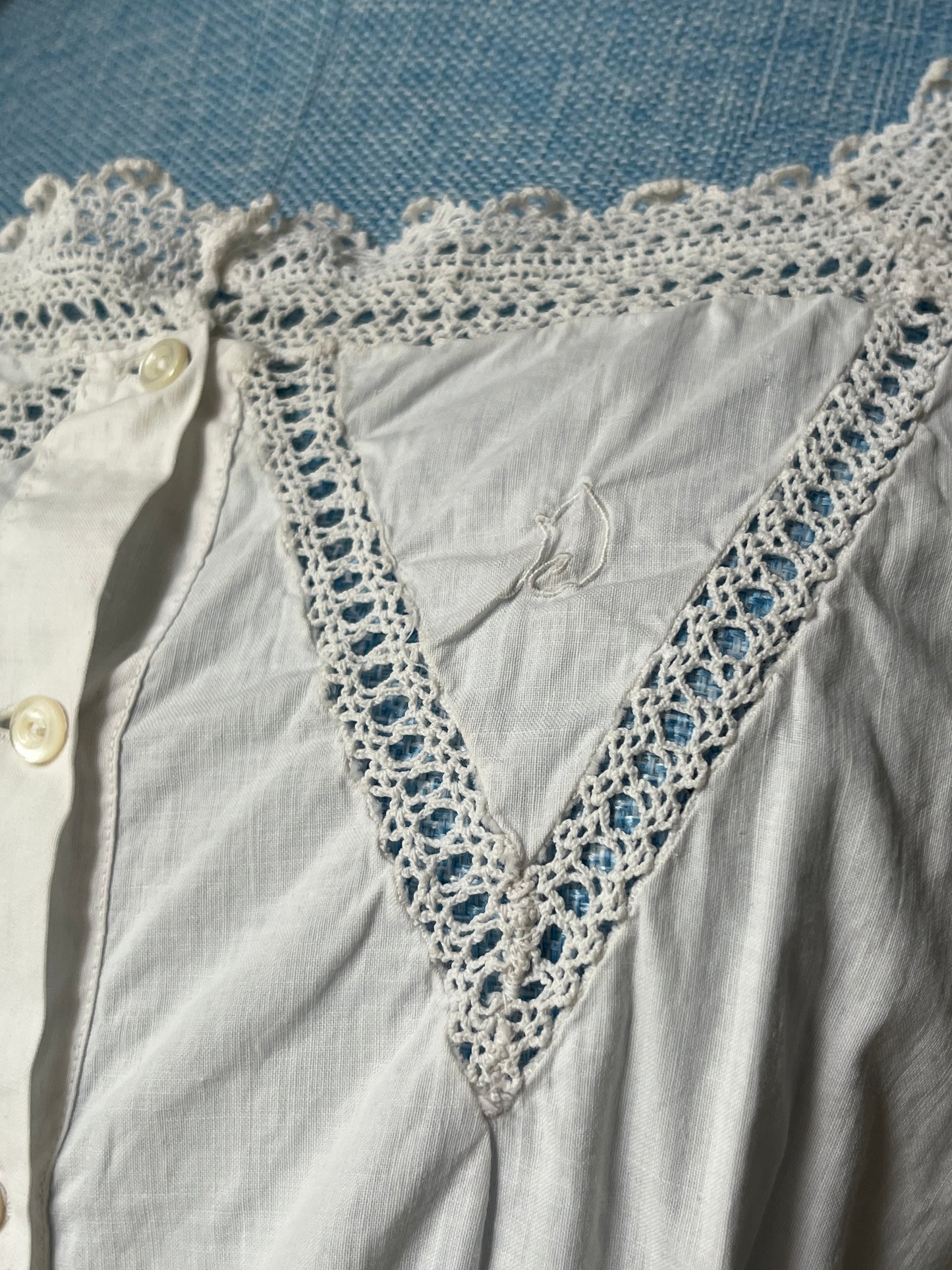1910s Edwardian Corset Cover with Openwork Crochet