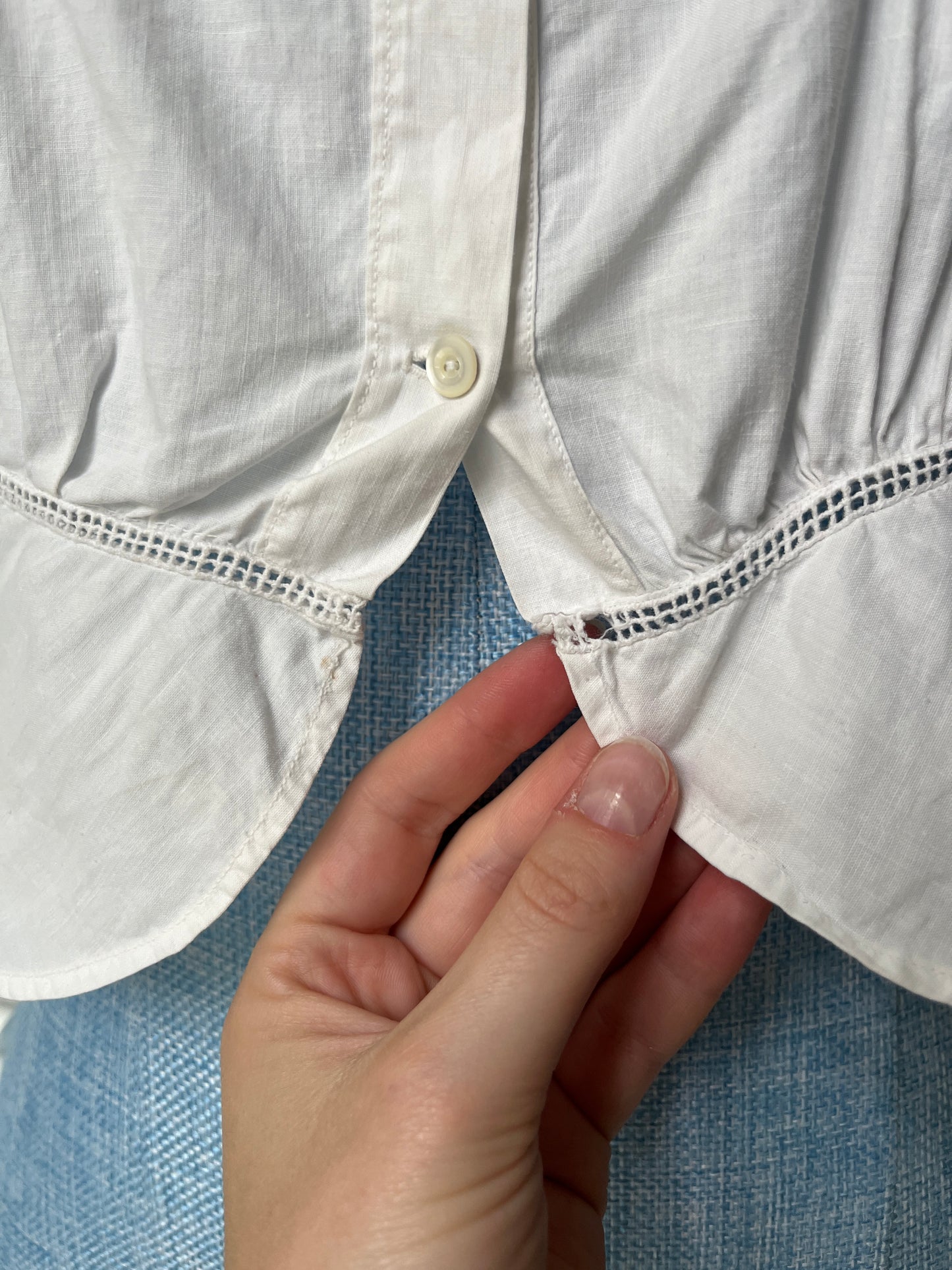 1910s Edwardian Corset Cover with Openwork Crochet