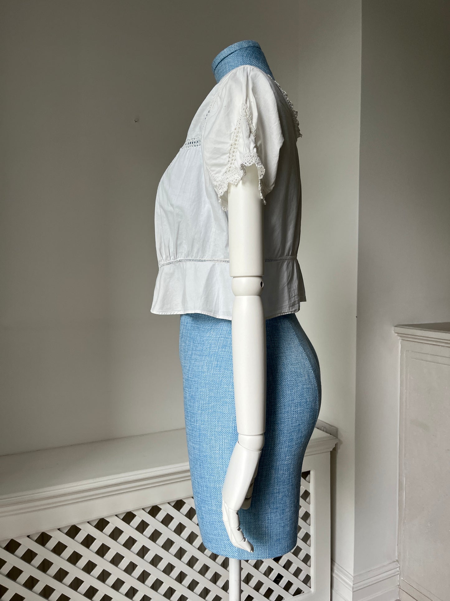 1910s Edwardian Corset Cover with Openwork Crochet