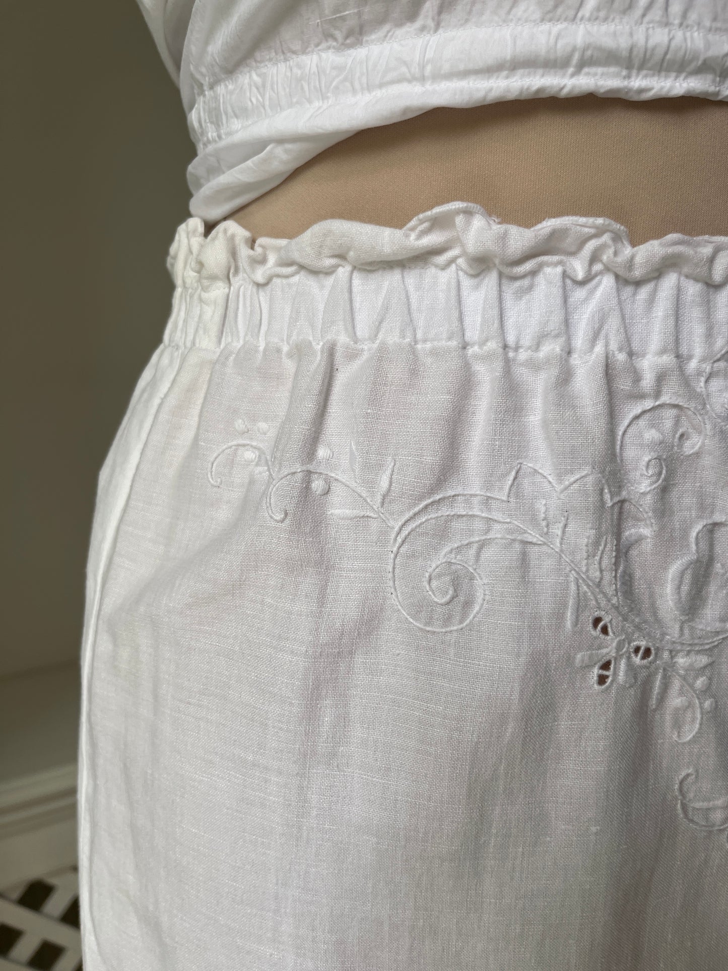 1990s Reworked Antique Tablecloth Skirt