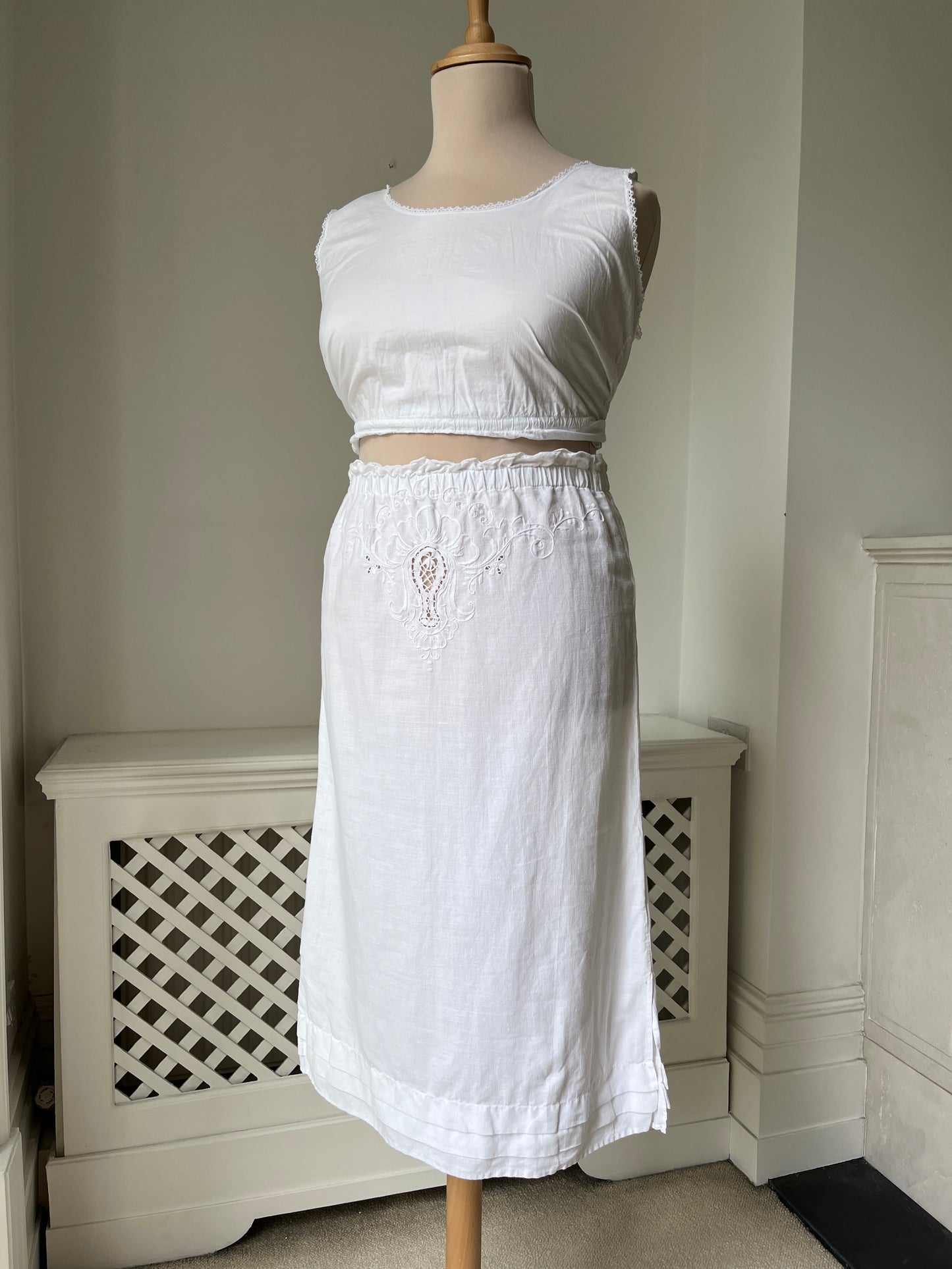 1990s Reworked Antique Tablecloth Skirt