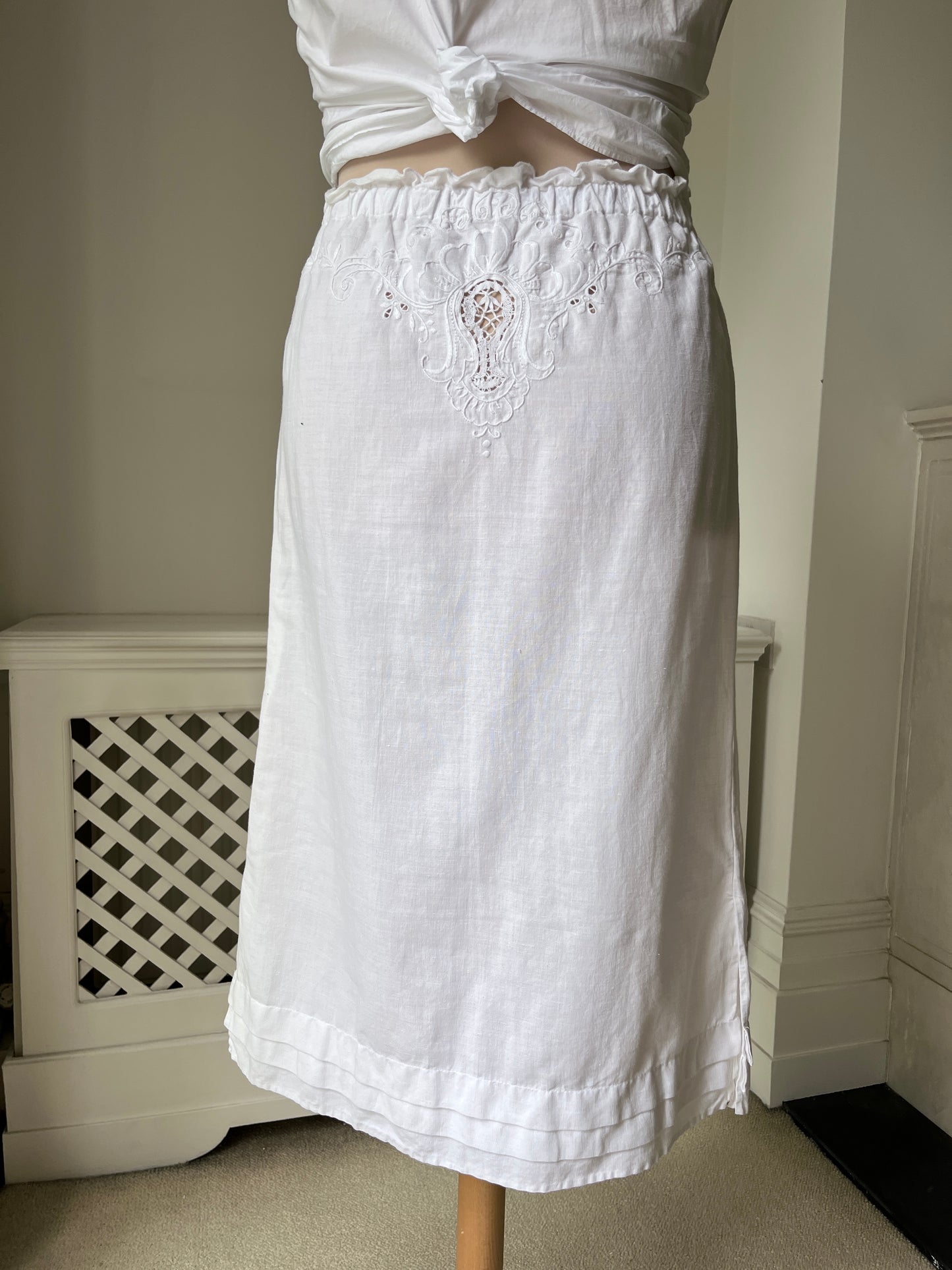 1990s Reworked Antique Tablecloth Skirt