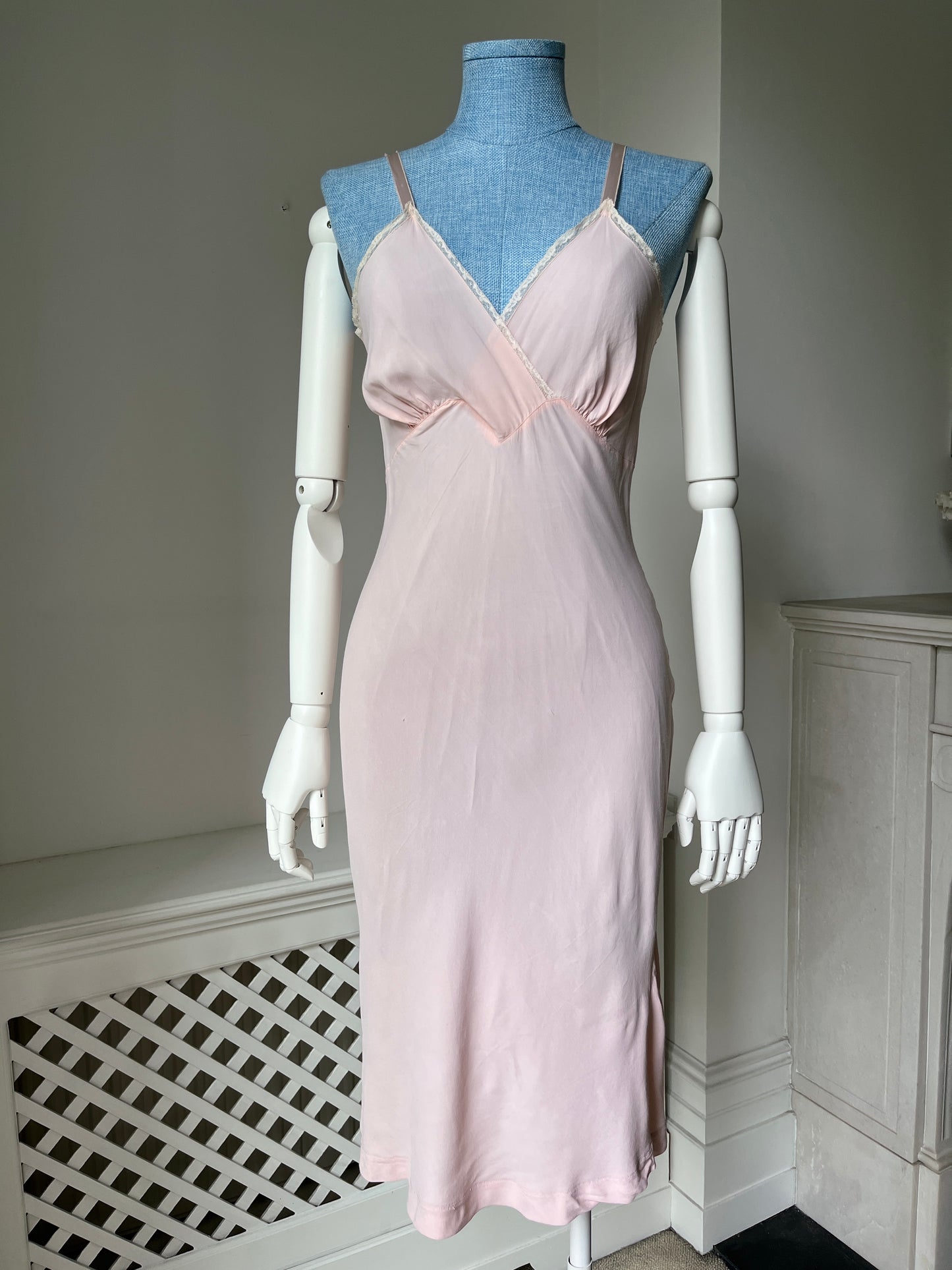 1940s Pink Midi Pink Slip with Crossover Bust