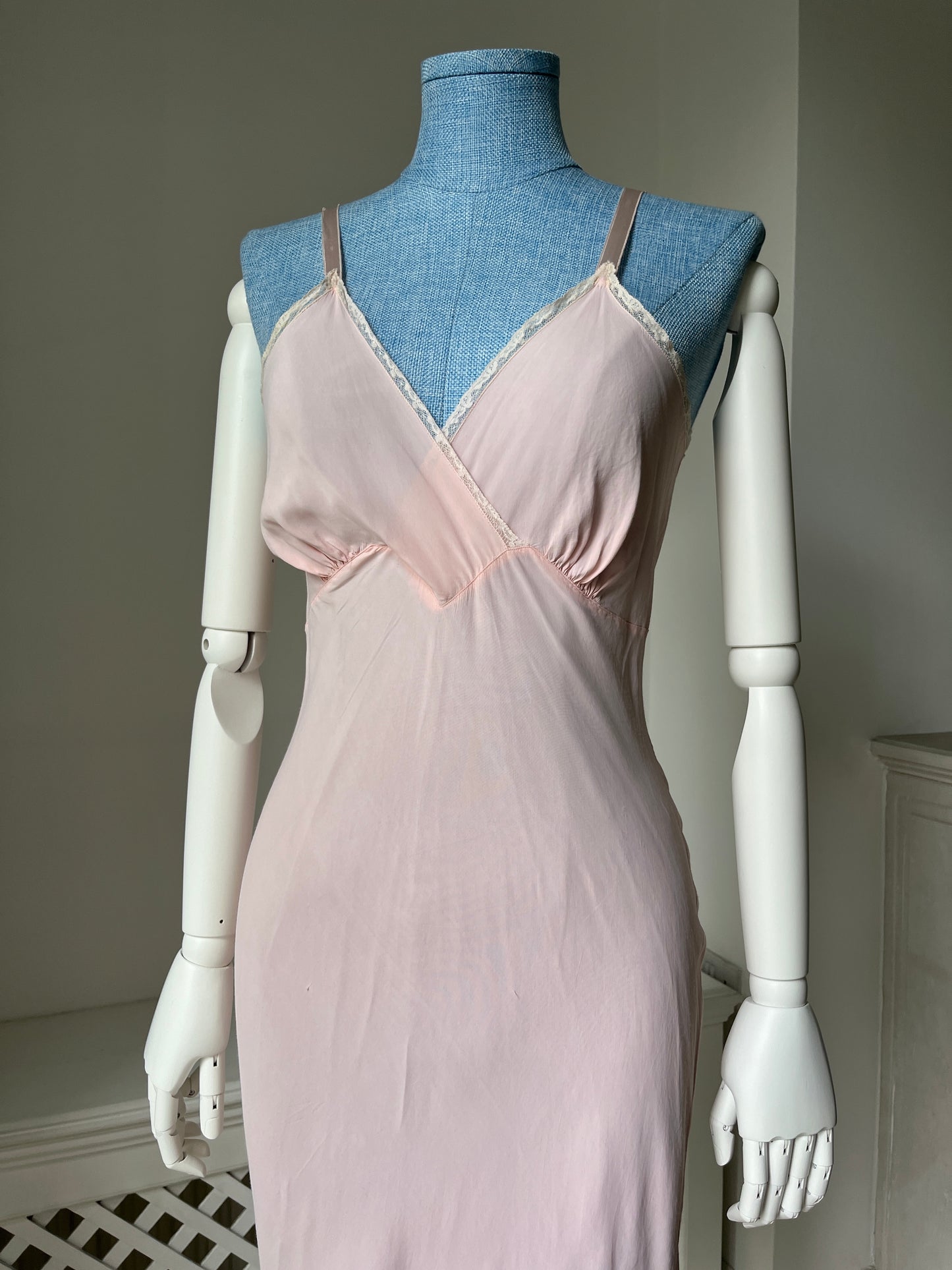 1940s Pink Midi Pink Slip with Crossover Bust