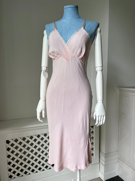 1940s Pink Midi Pink Slip with Crossover Bust