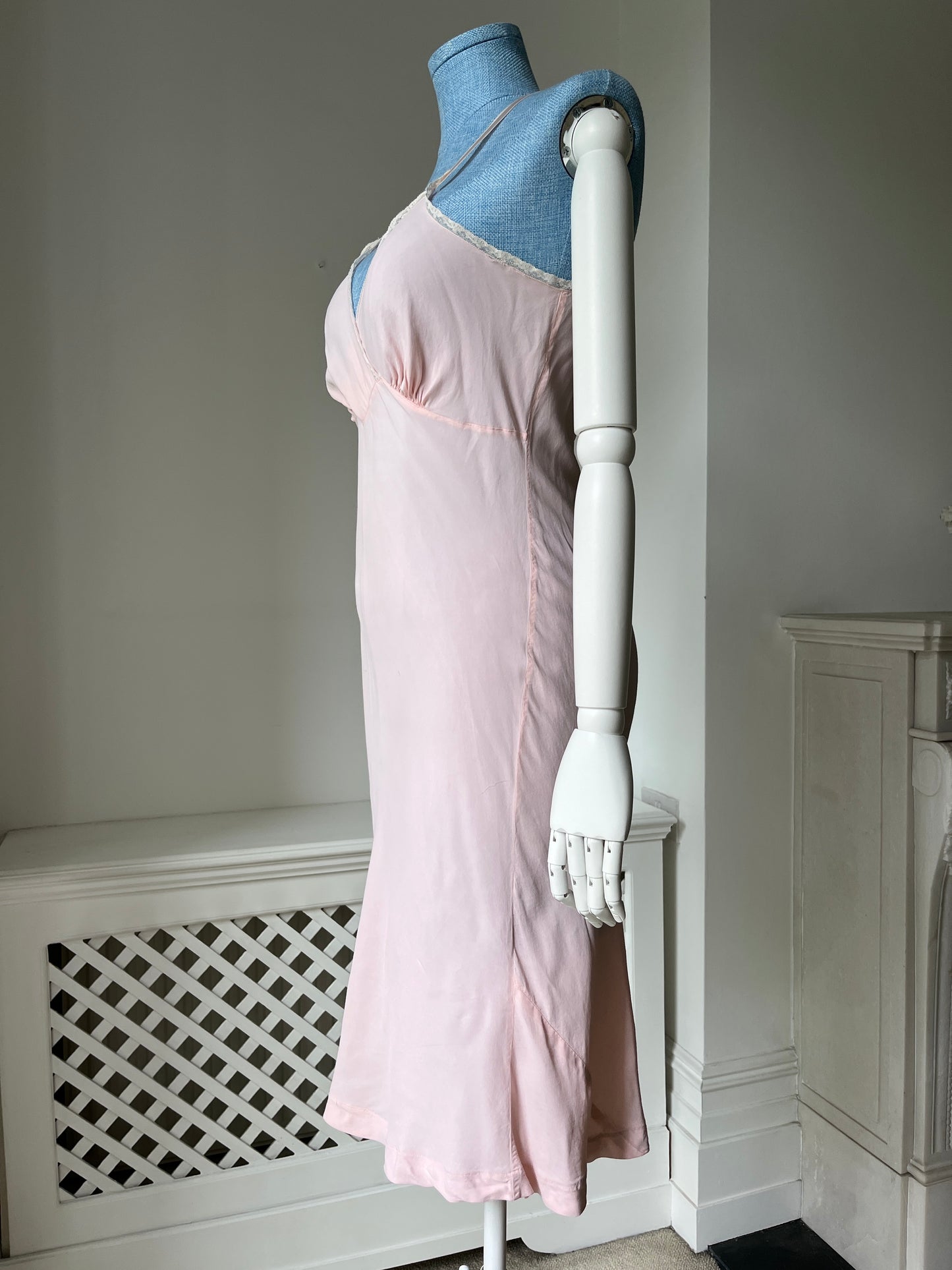 1940s Pink Midi Pink Slip with Crossover Bust
