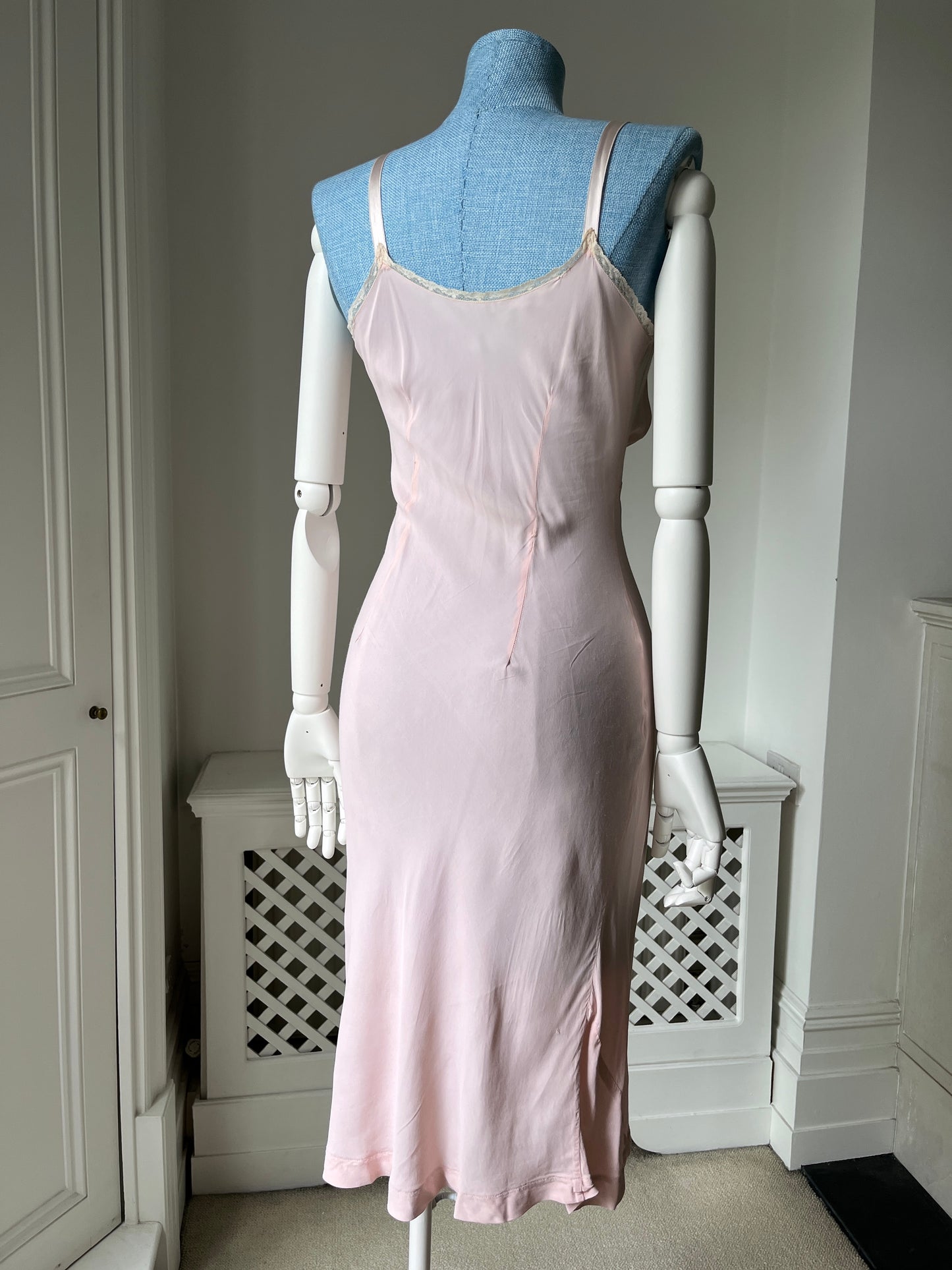 1940s Pink Midi Pink Slip with Crossover Bust