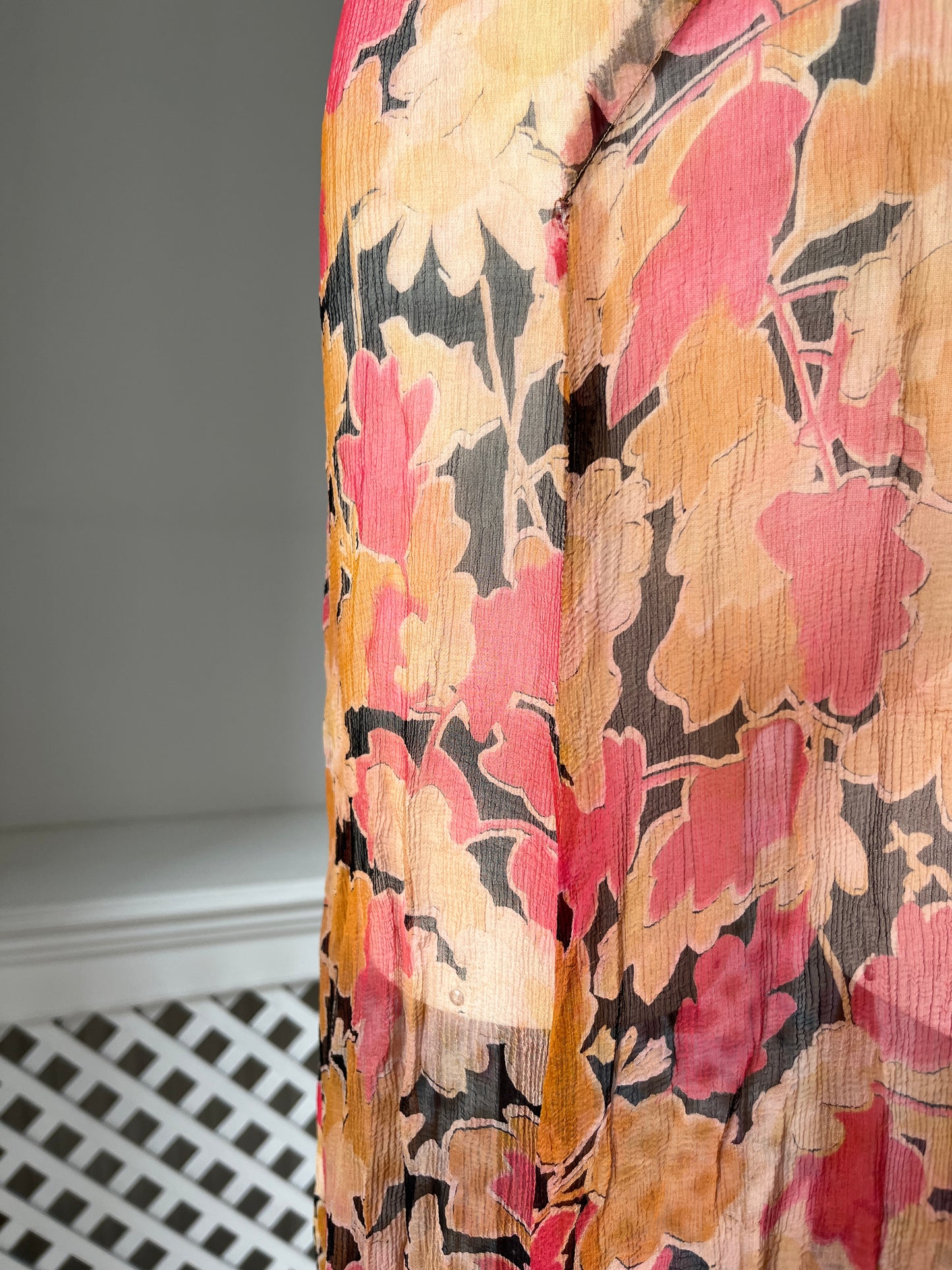 1930s Silk Chiffon Floral Dress Set