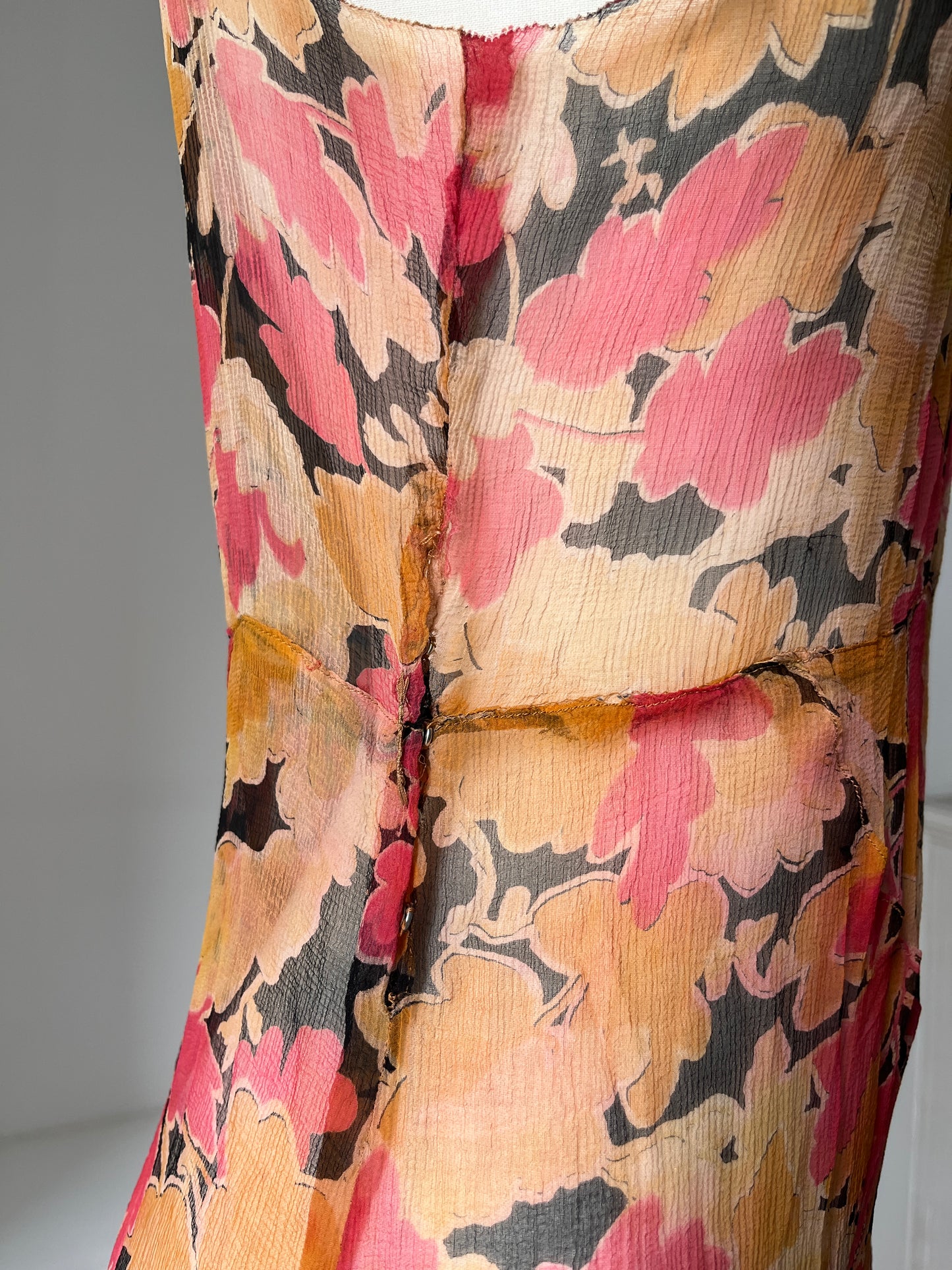 1930s Silk Chiffon Floral Dress Set