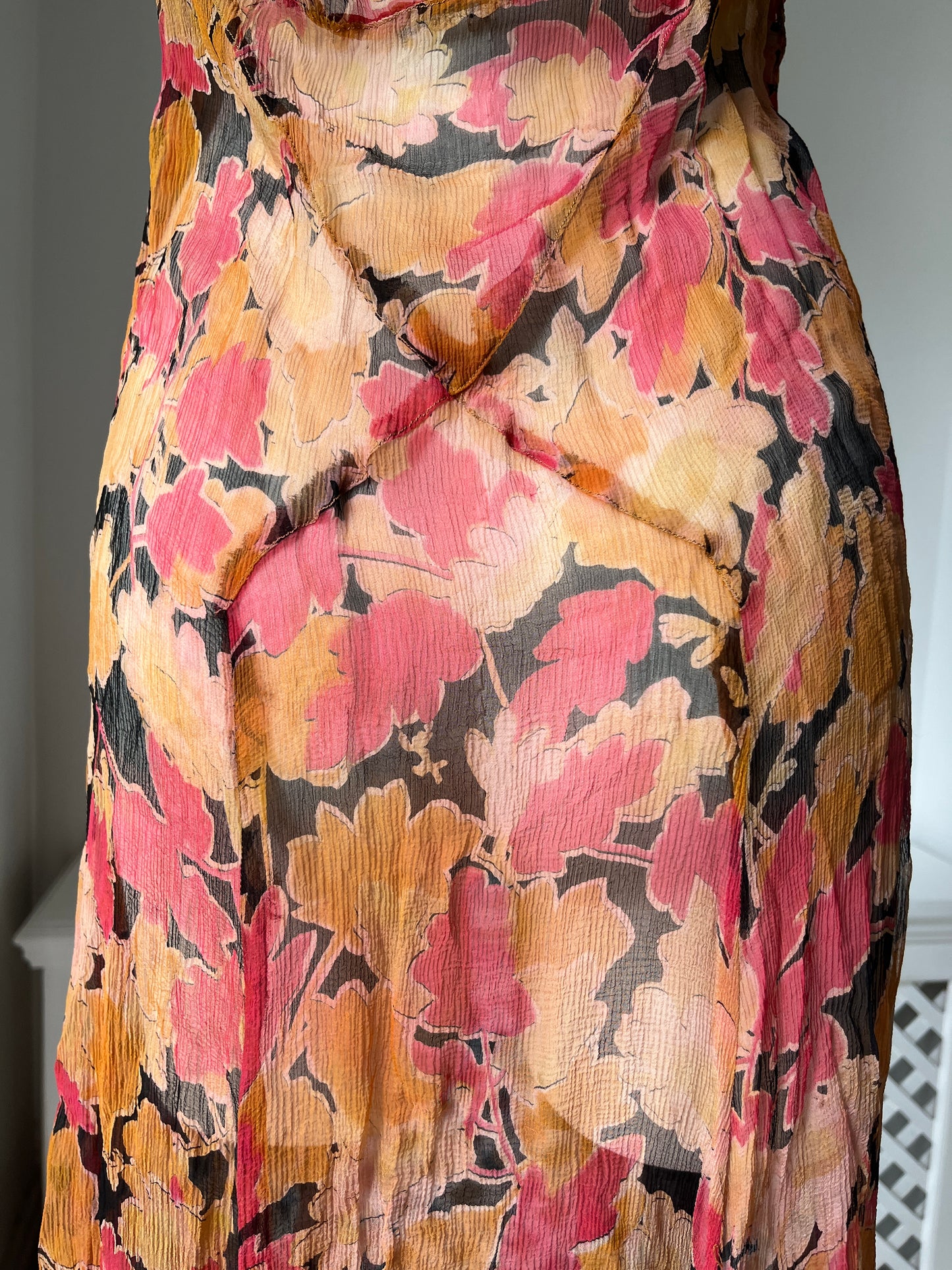 1930s Silk Chiffon Floral Dress Set