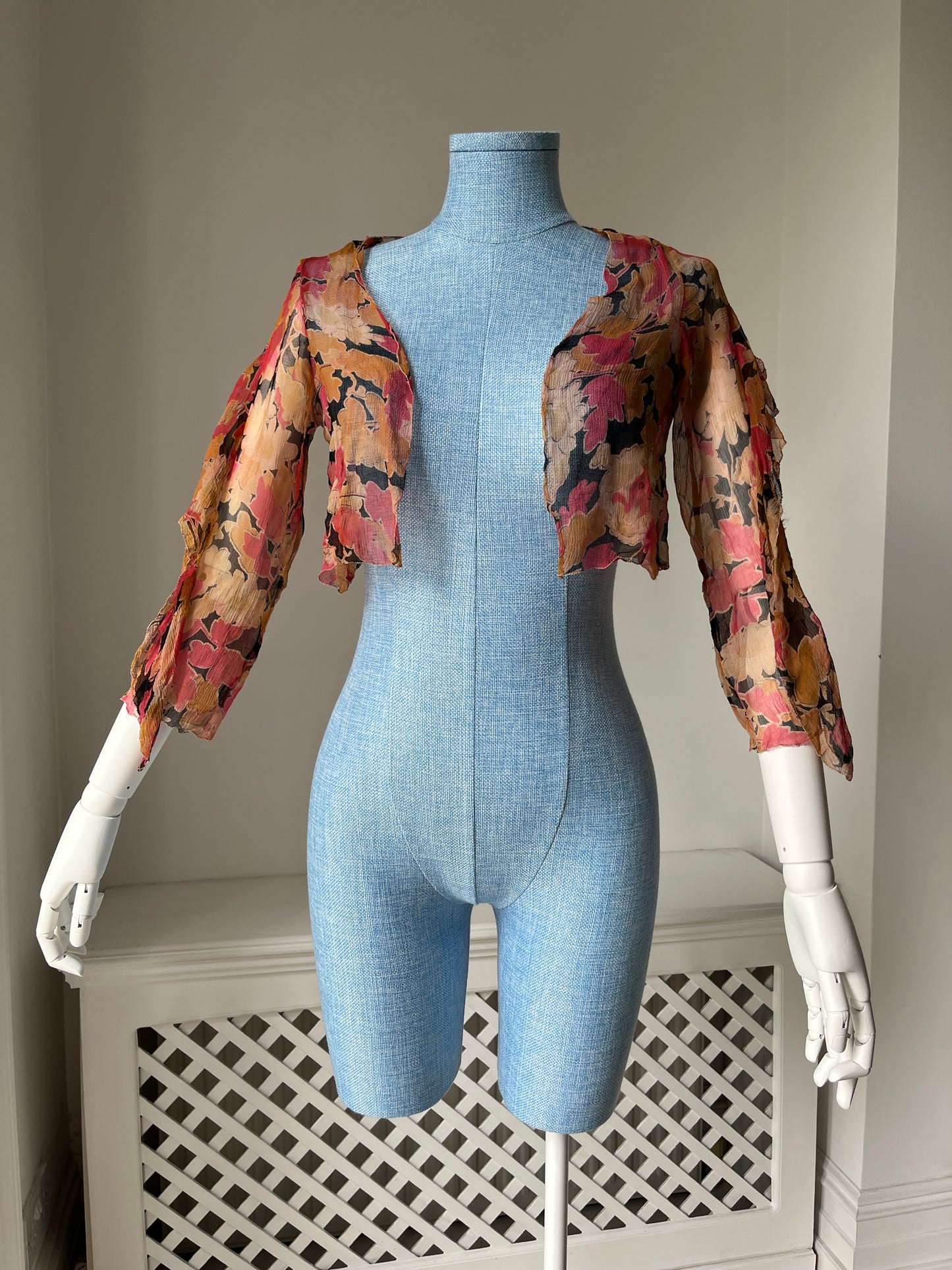 1930s Silk Chiffon Floral Dress Set