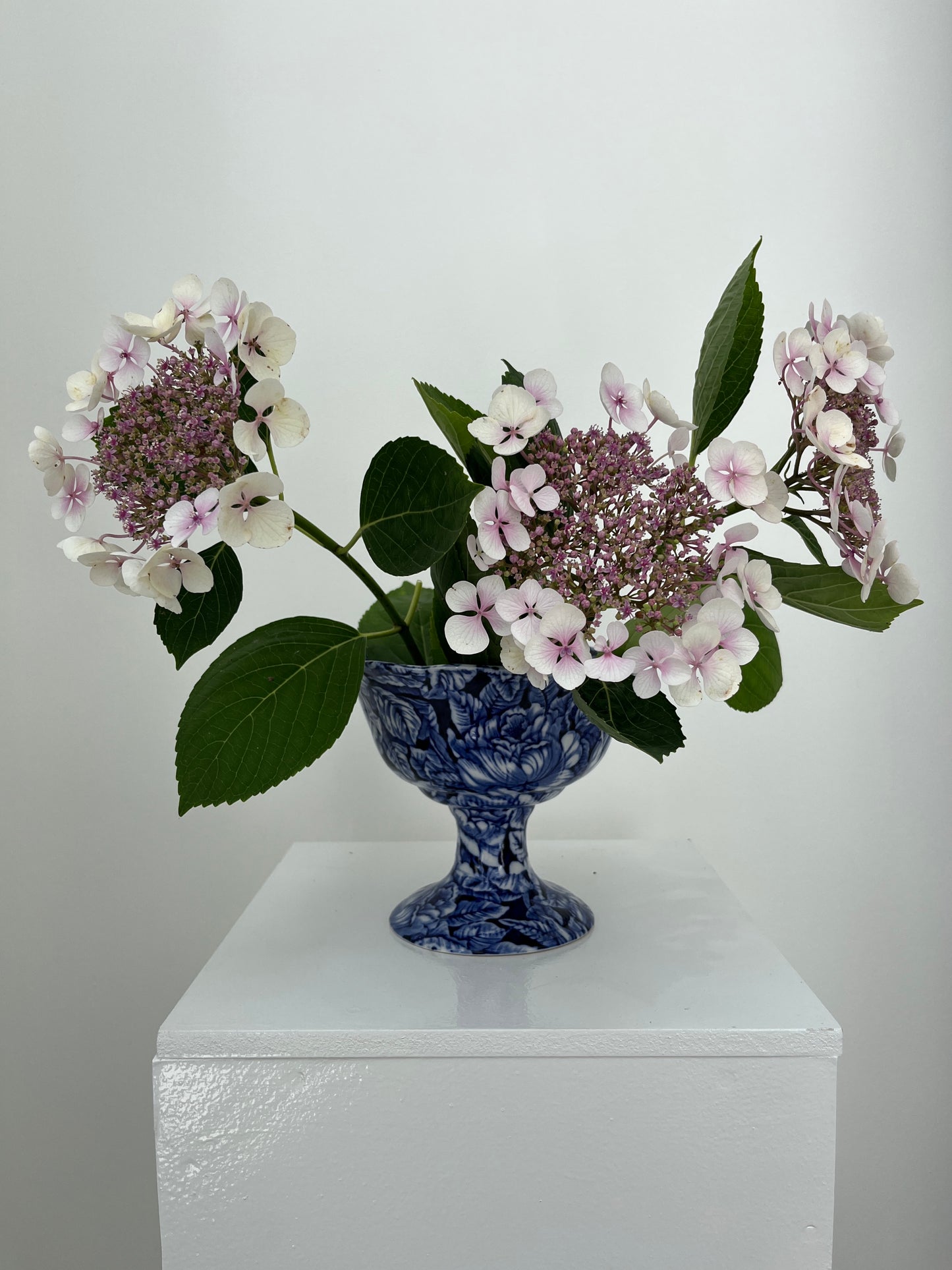 1970s 1980s Blue and White 'Blakeney Staffordshire' Ironstone Footed Urn Vase