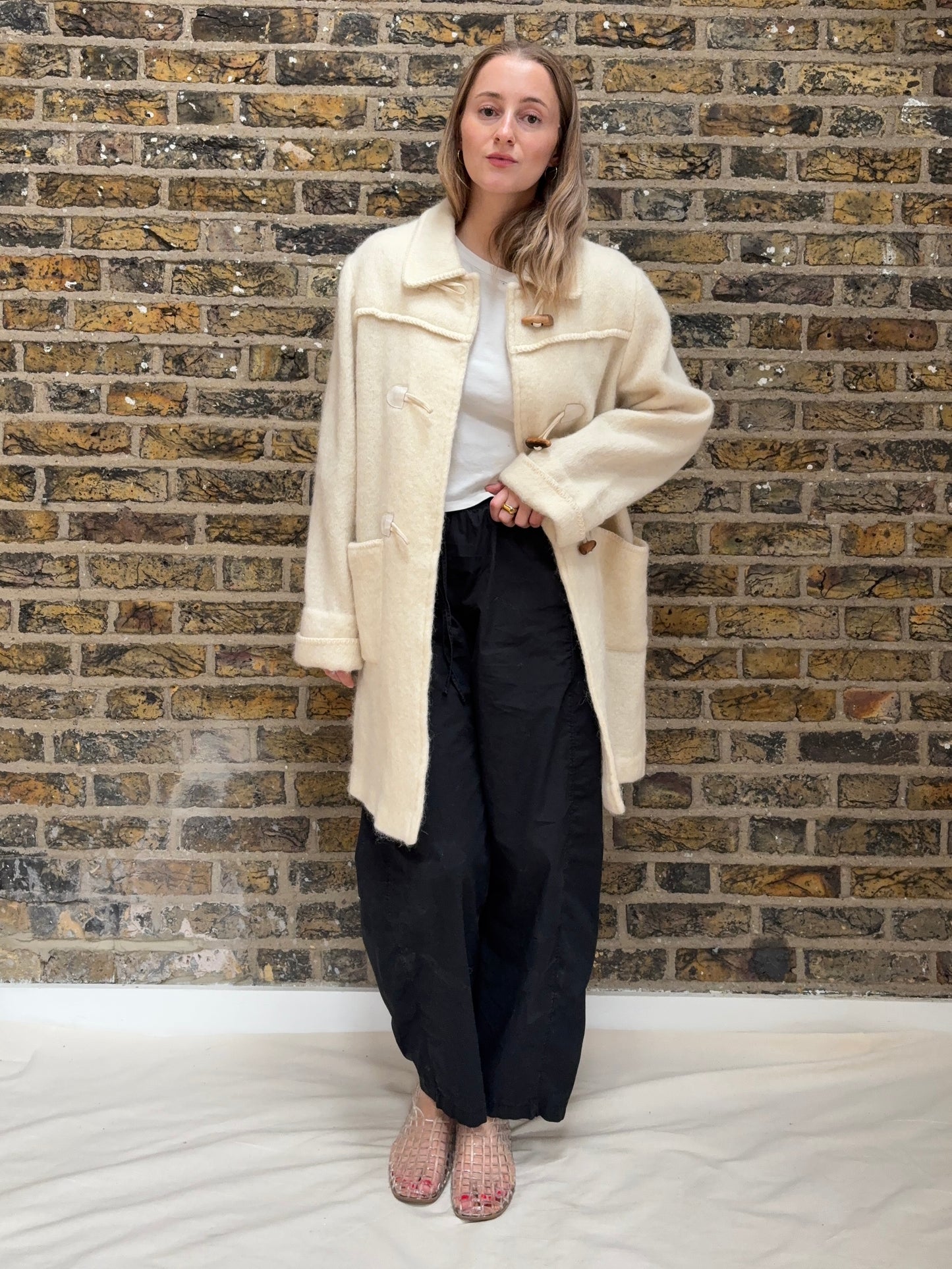 1980s Wool + Angora Blend Duffle Coat