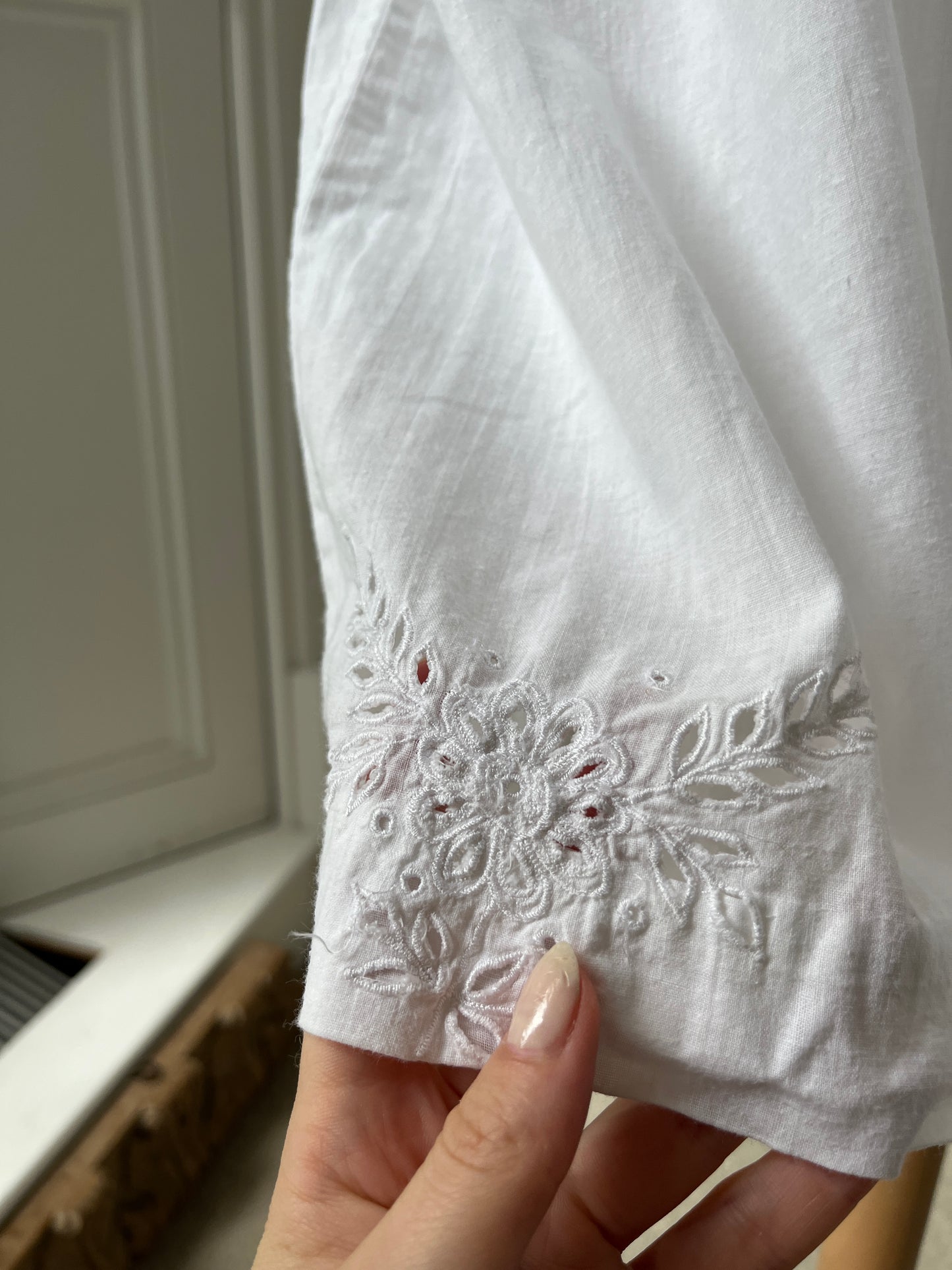 1980s White Cotton Summer Dress