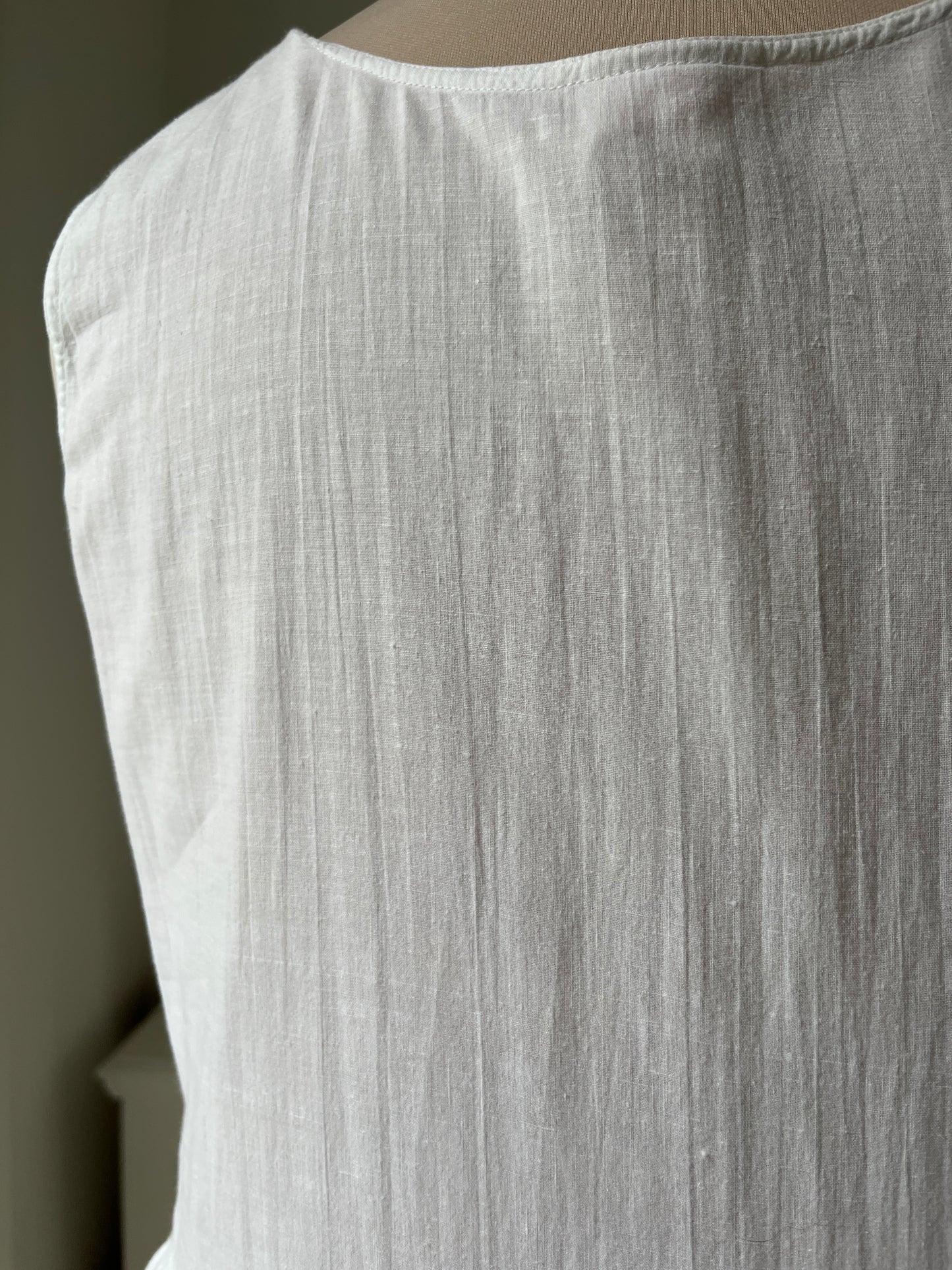 1980s White Cotton Summer Dress