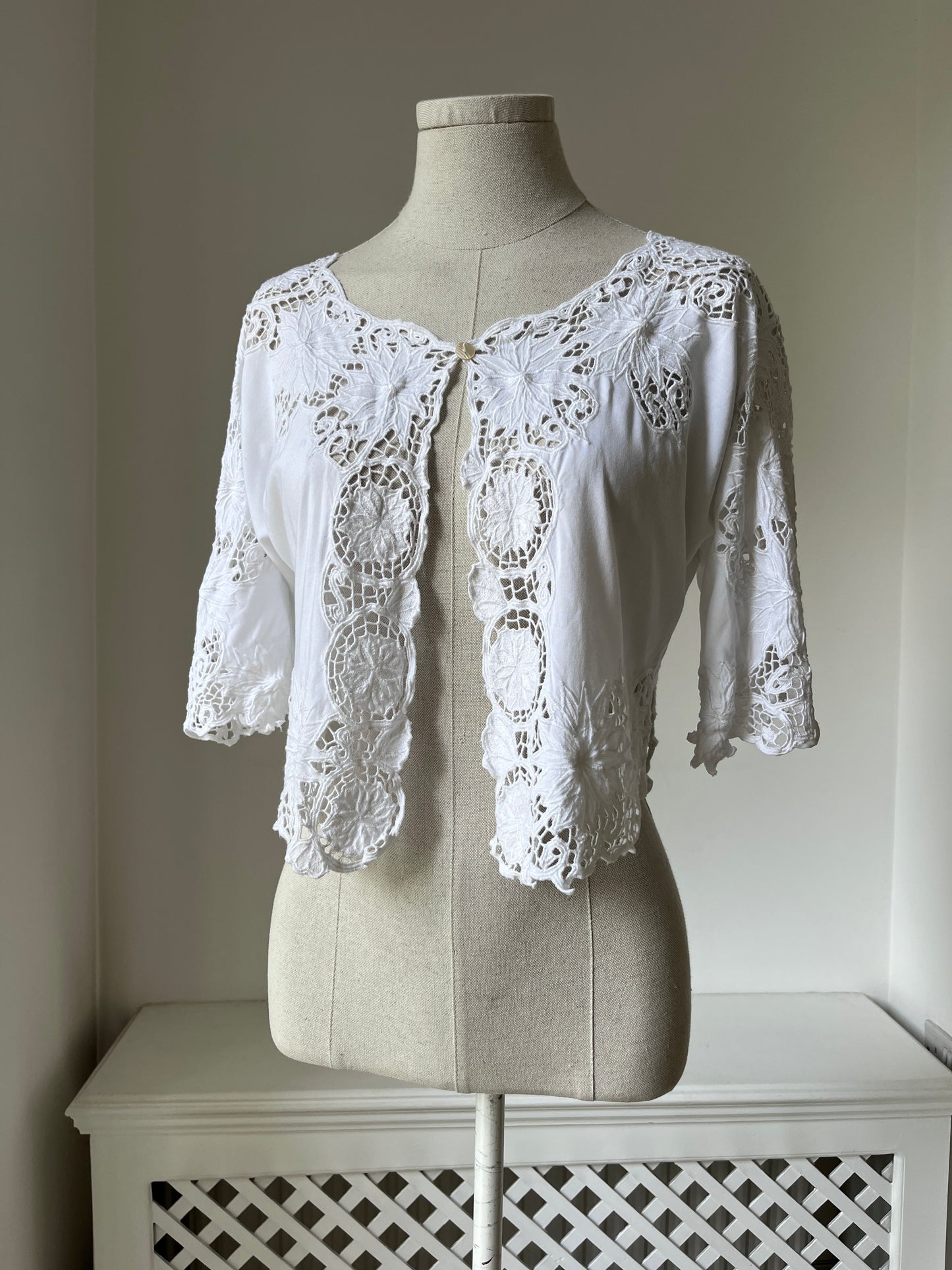 2000s Y2K Crochet and Openwork Open Blouse