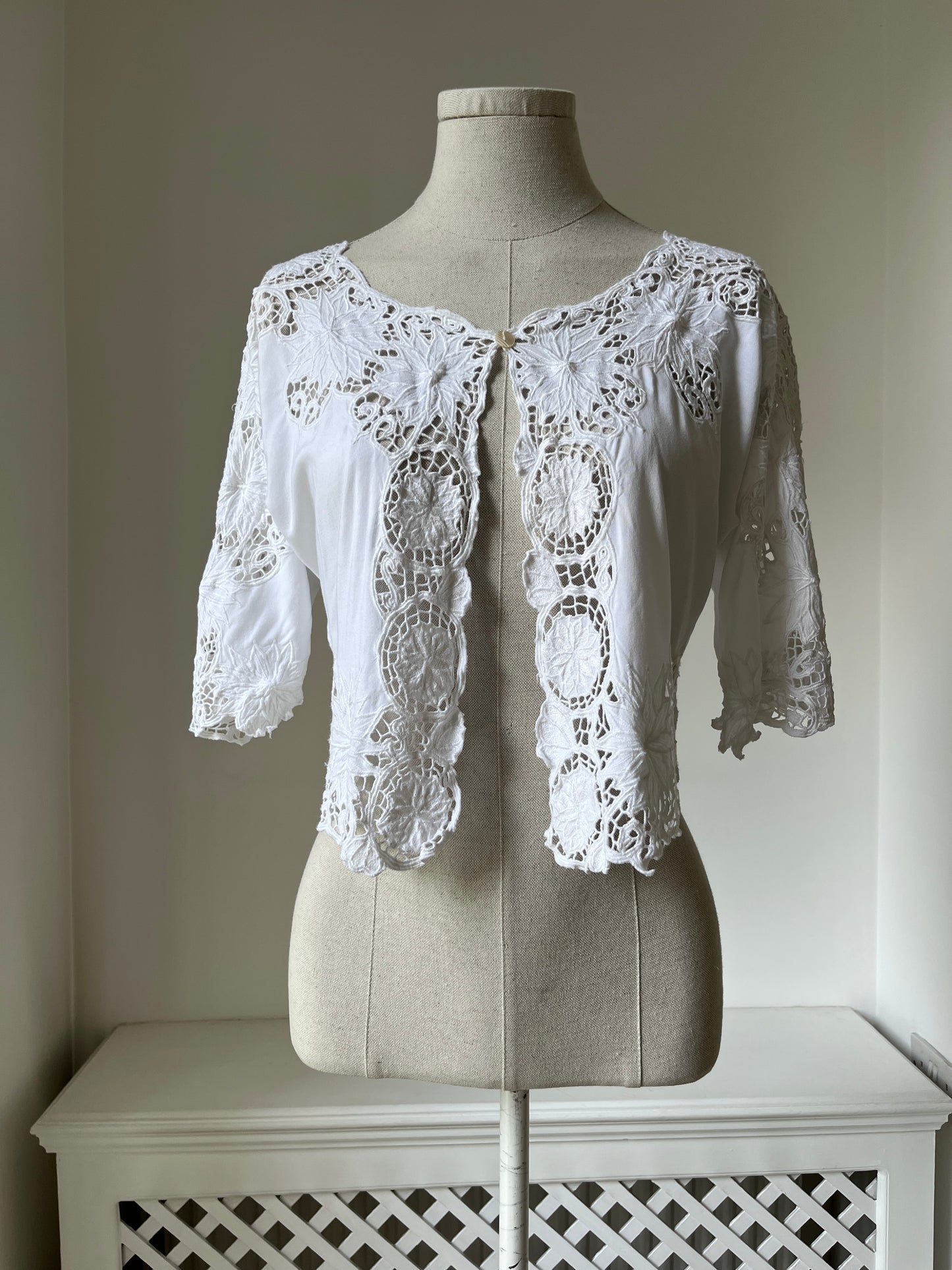 2000s Y2K Crochet and Openwork Open Blouse