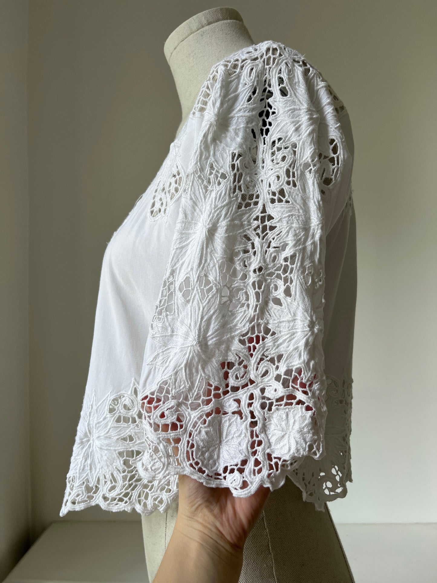 2000s Y2K Crochet and Openwork Open Blouse