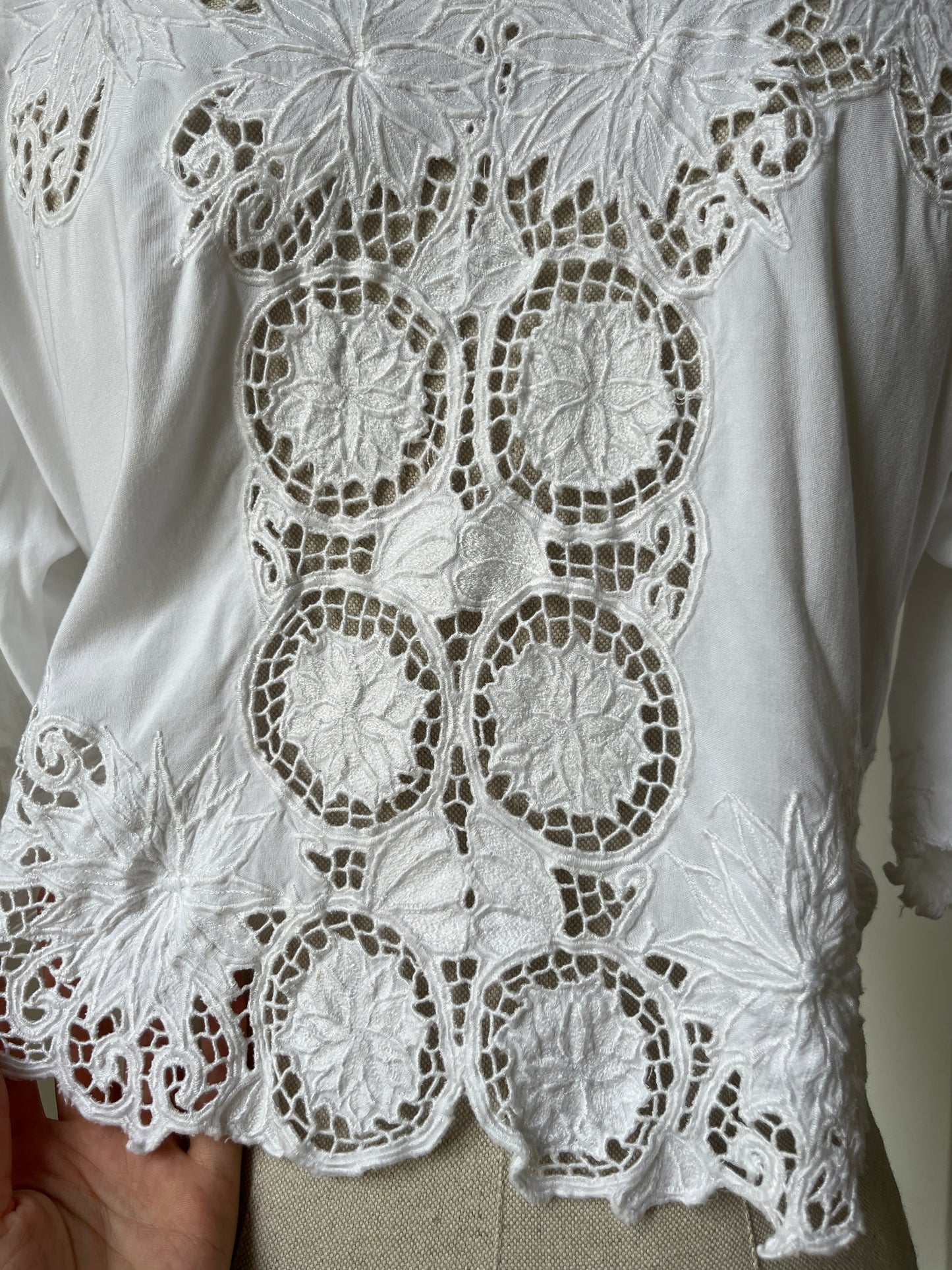 2000s Y2K Crochet and Openwork Open Blouse