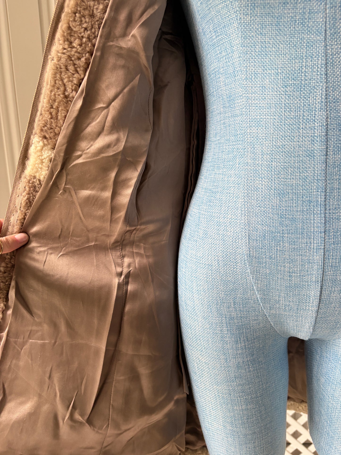 1960s Brown & Cream Faux Shearling Coat