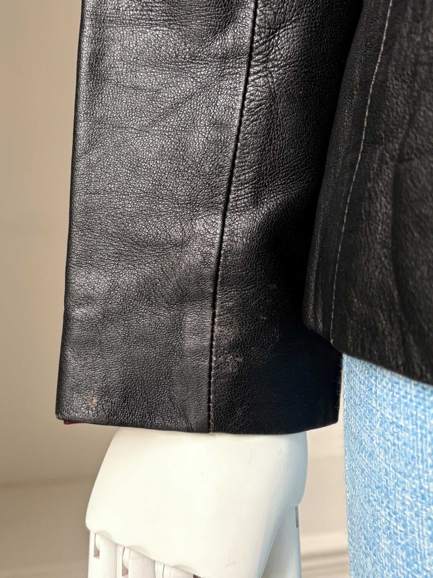 2000s Black Leather Blazer