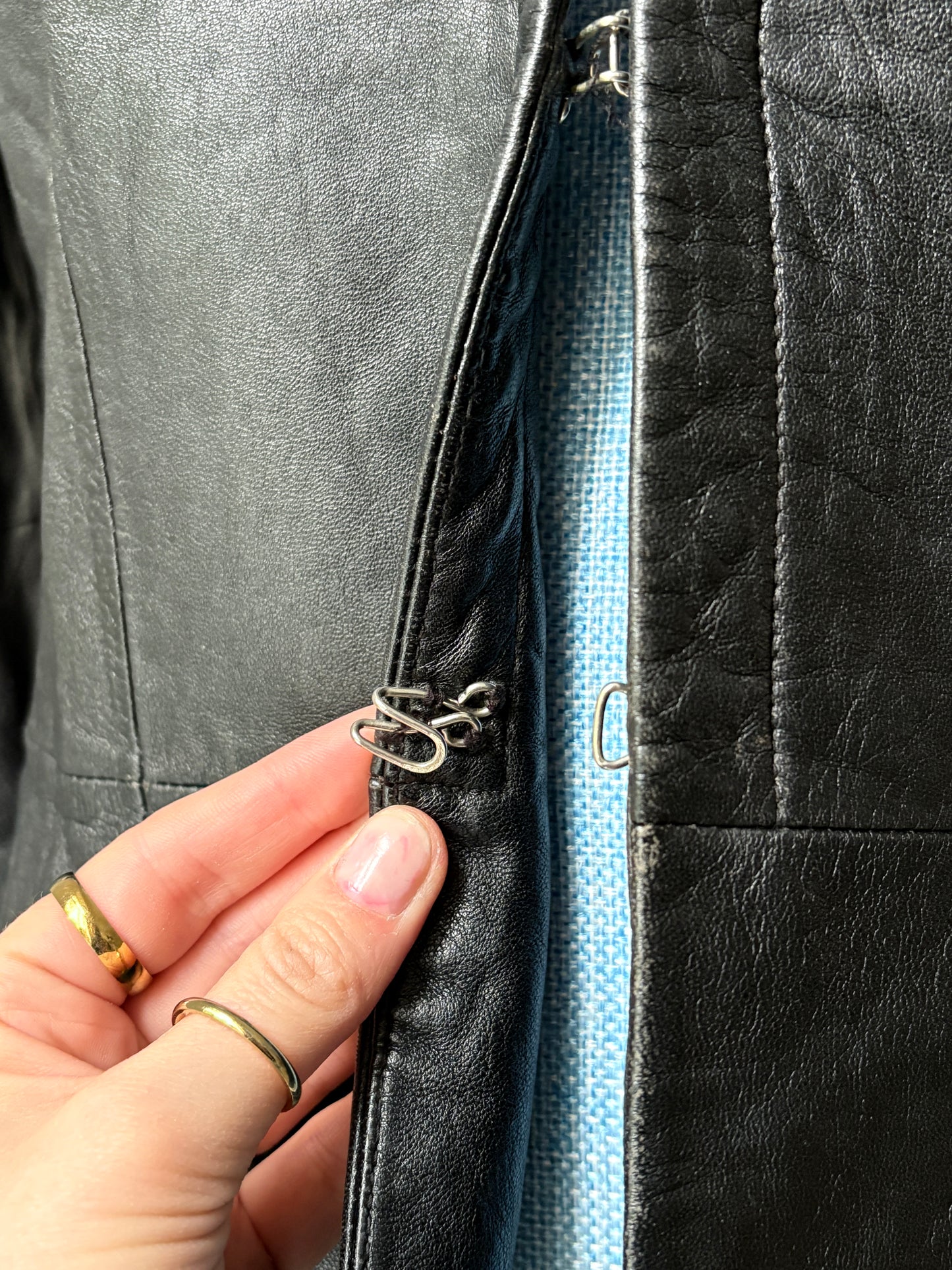 2000s Black Leather Blazer