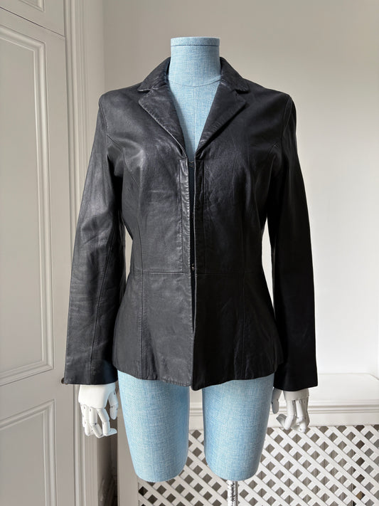 2000s Black Leather Blazer