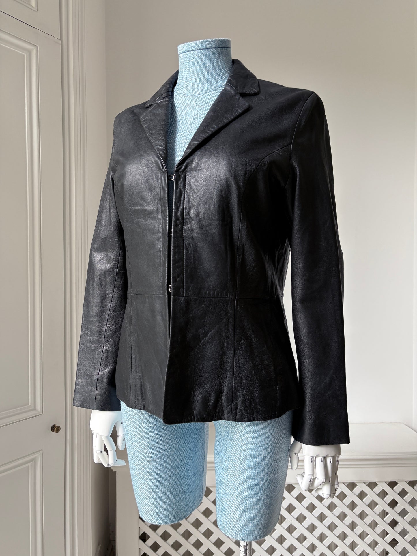 2000s Black Leather Blazer