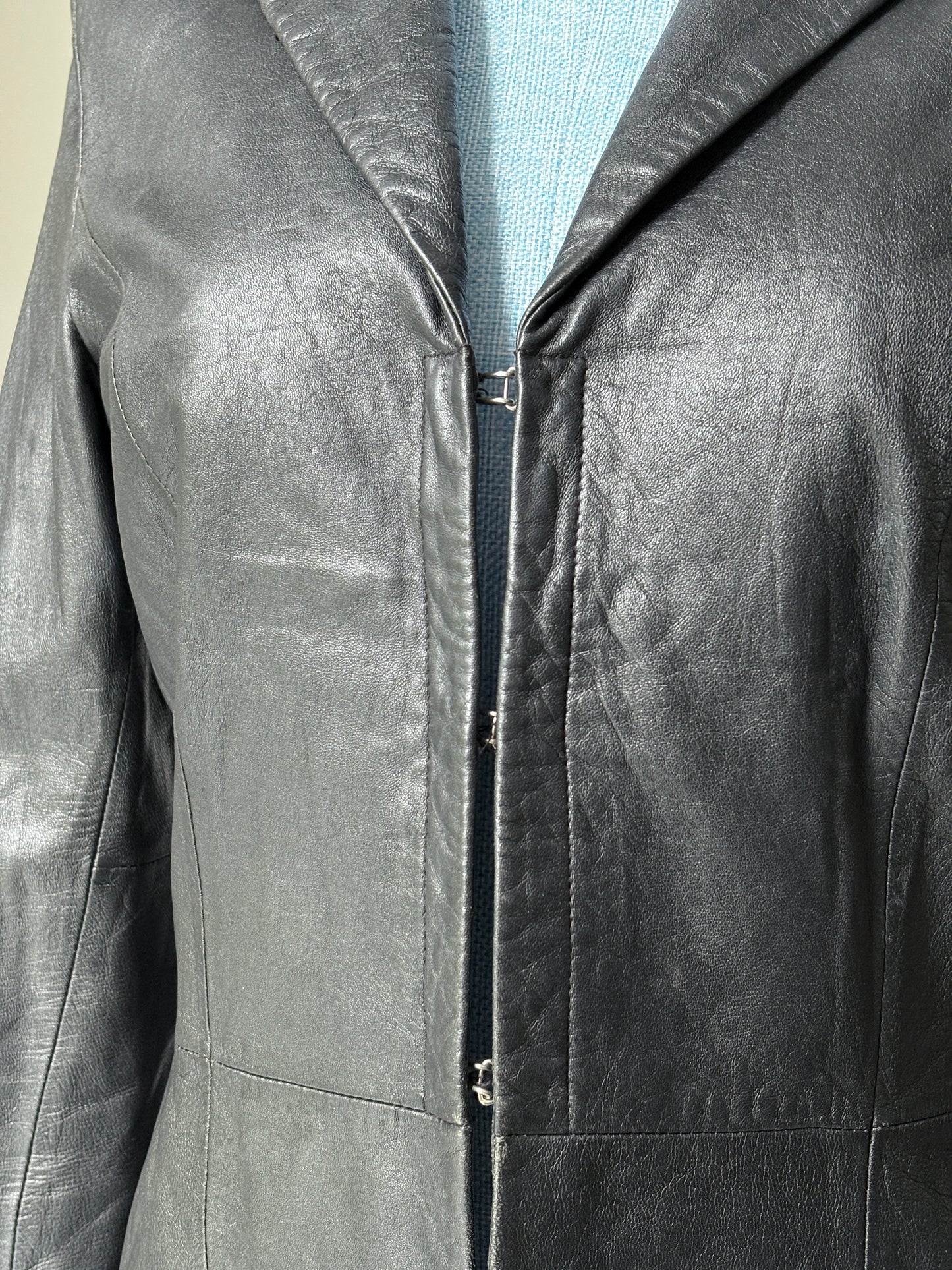 2000s Black Leather Blazer