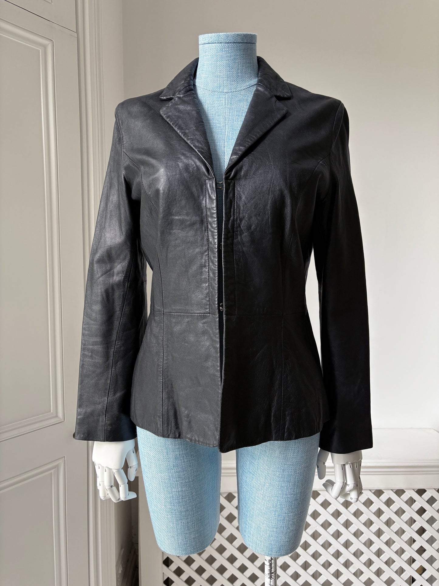 2000s Black Leather Blazer