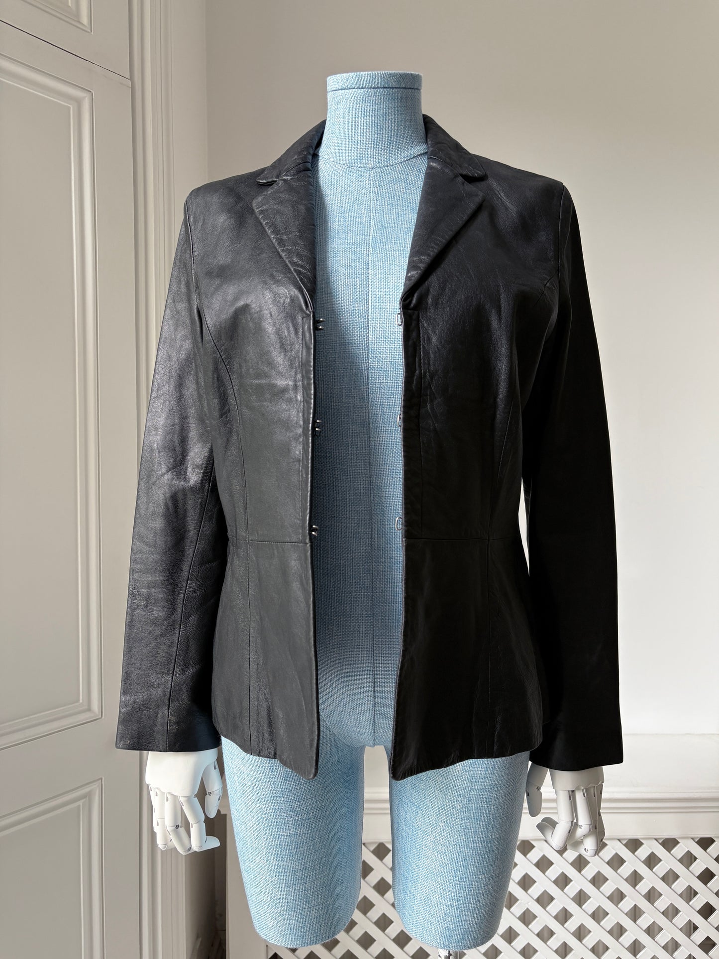 2000s Black Leather Blazer