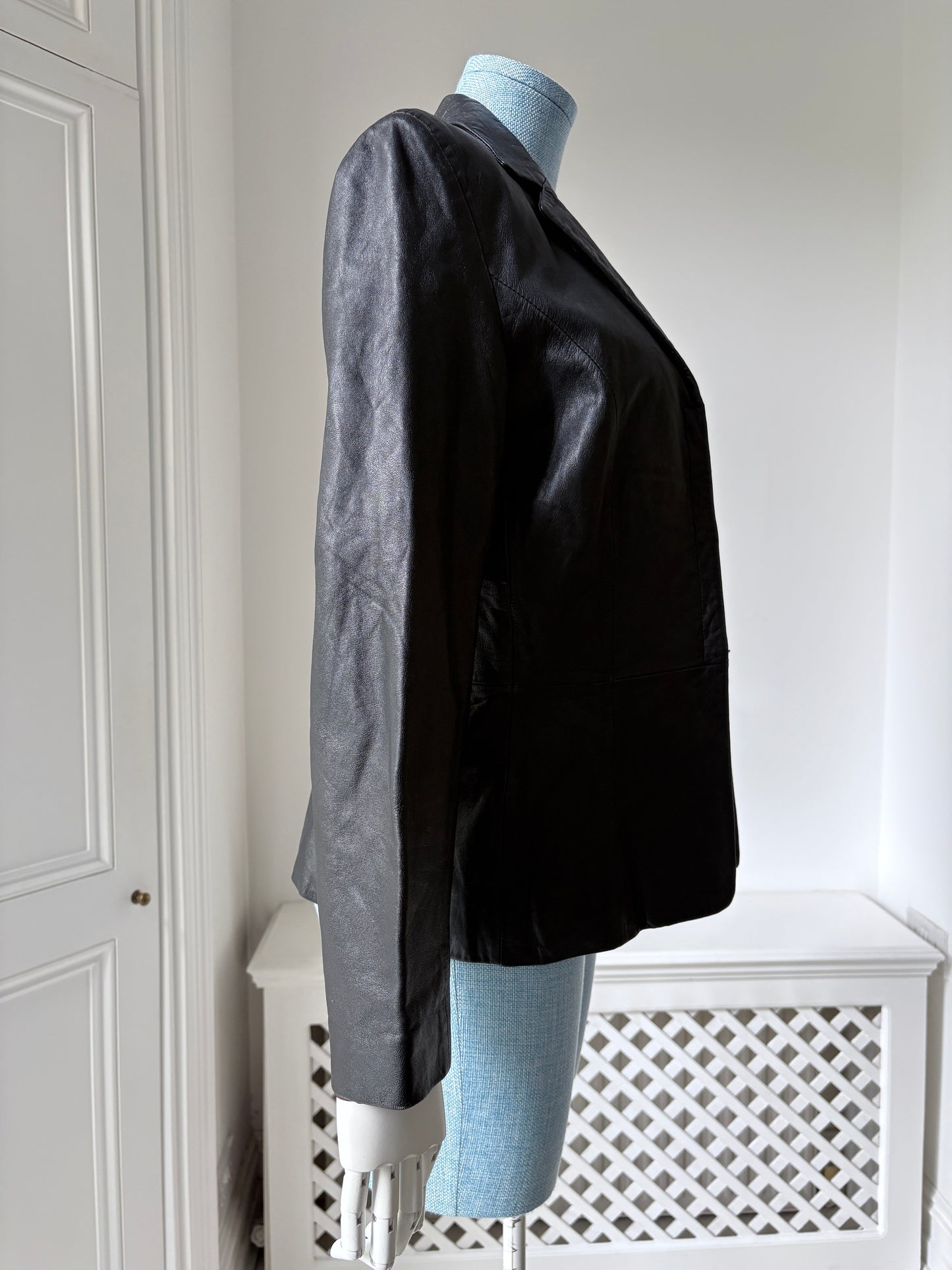 2000s Black Leather Blazer