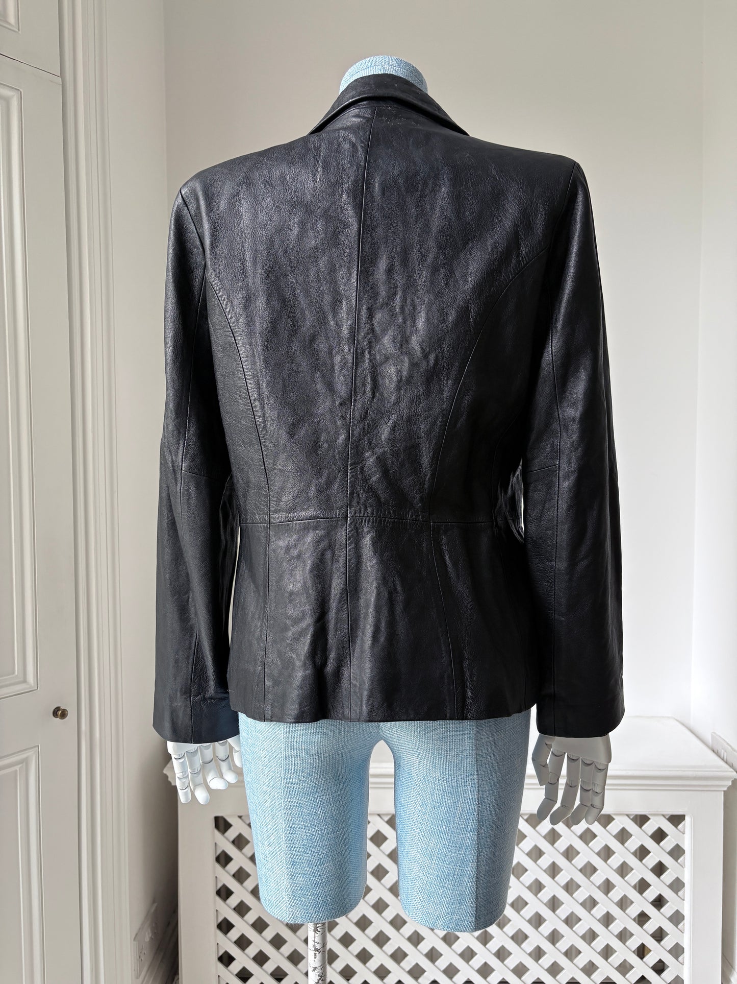 2000s Black Leather Blazer