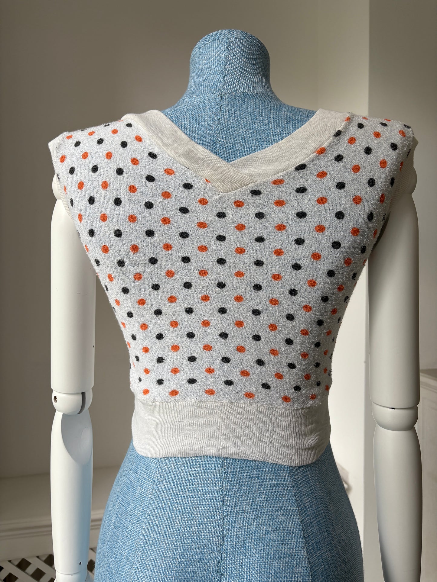 1950s Cotton Polka Dot Blouse