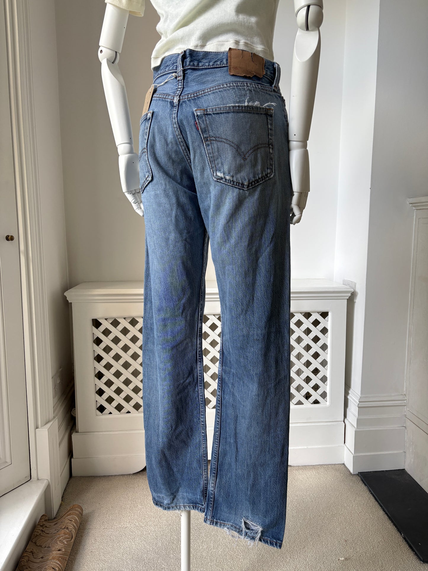 2000s 'Levis' 501 Patched Up Straight Leg Jeans