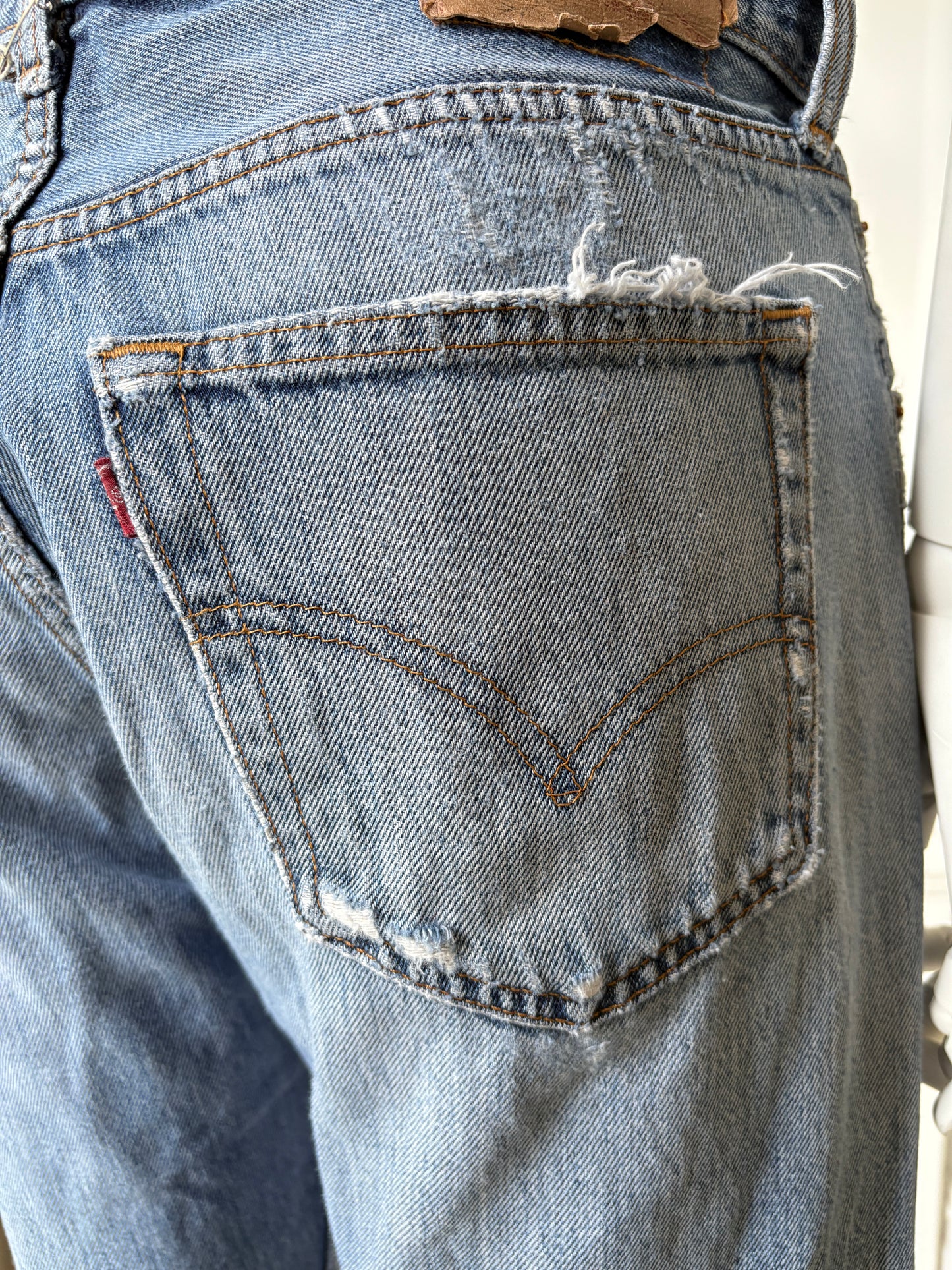 2000s 'Levis' 501 Patched Up Straight Leg Jeans