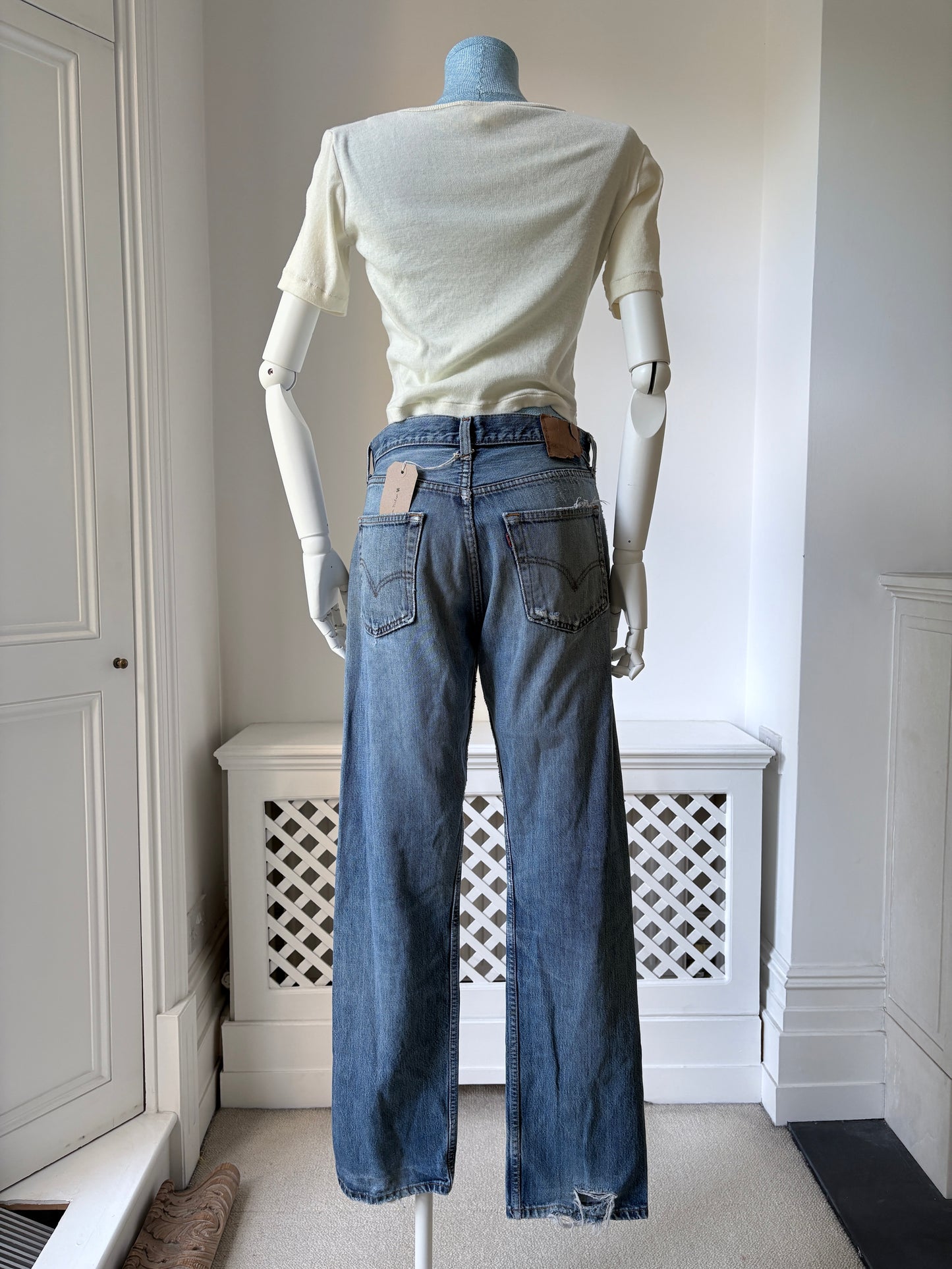 2000s 'Levis' 501 Patched Up Straight Leg Jeans