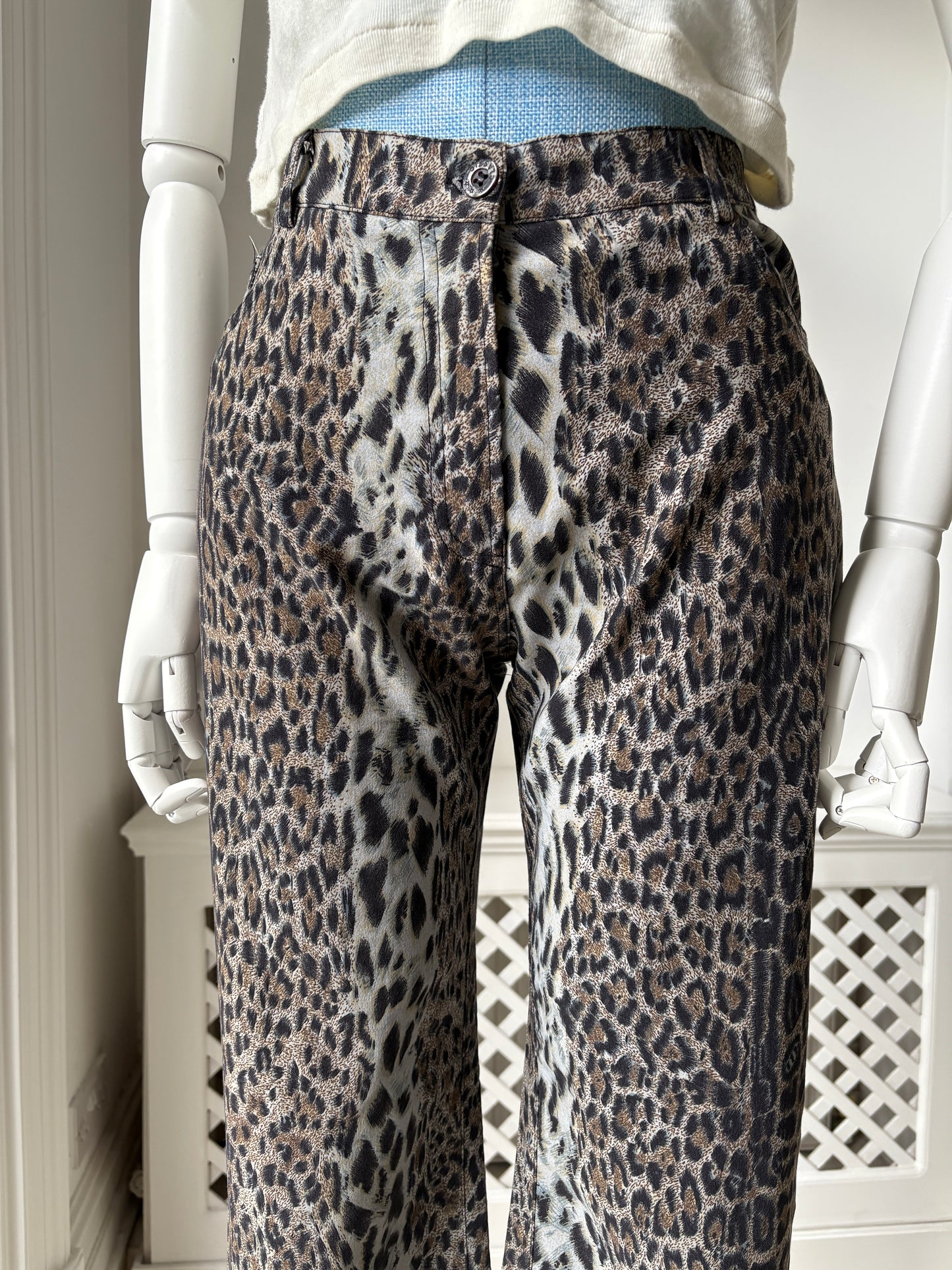 2000s Y2K Italian Leopard Print Trousers