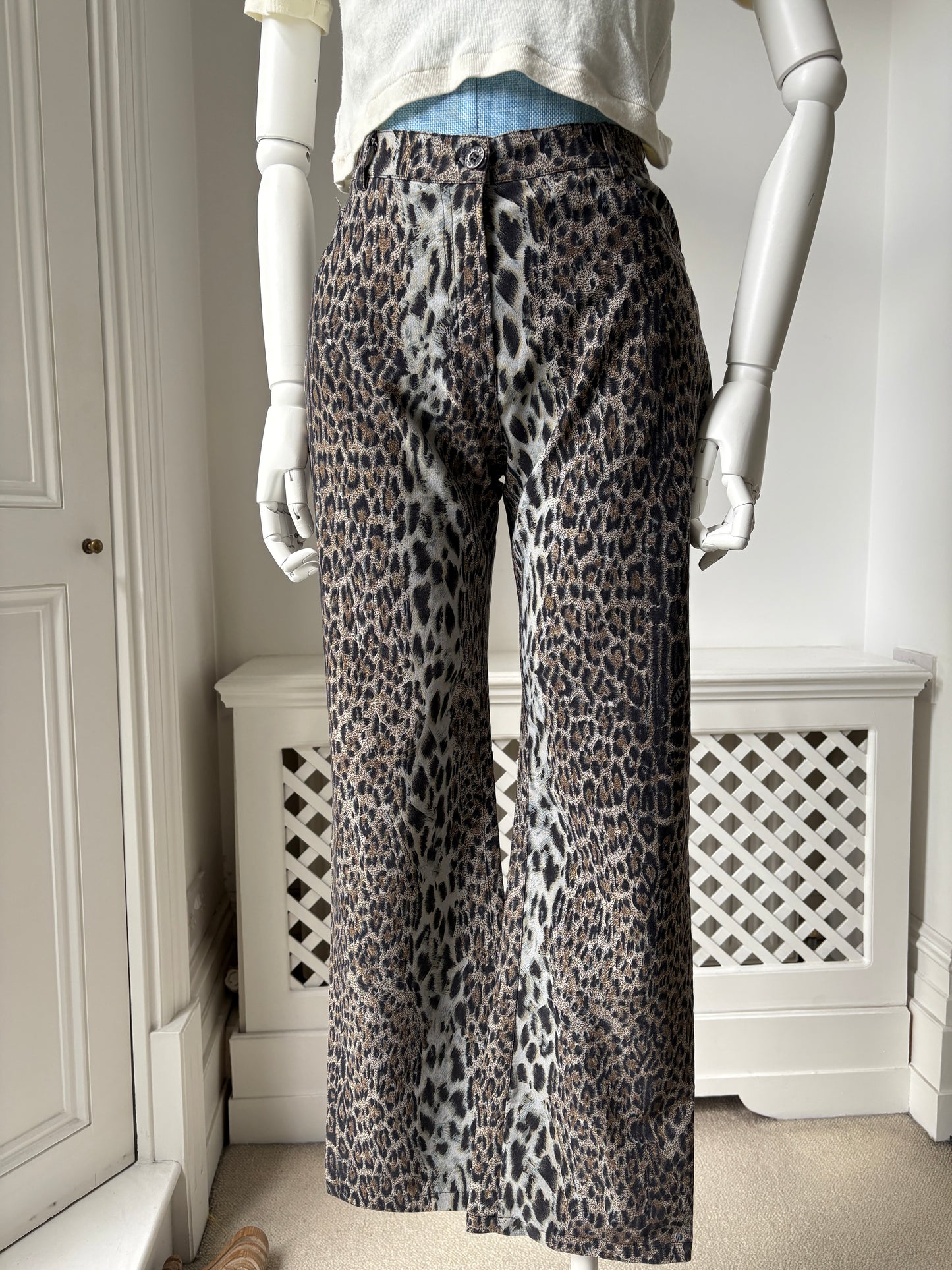 2000s Y2K Italian Leopard Print Trousers
