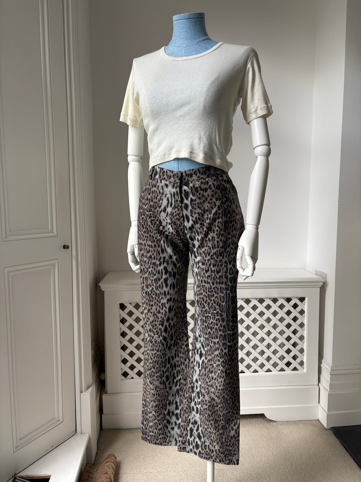 2000s Y2K Italian Leopard Print Trousers