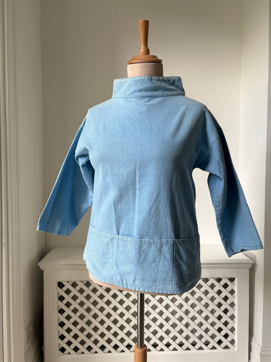 1970s Soft Blue Fishermans Smock