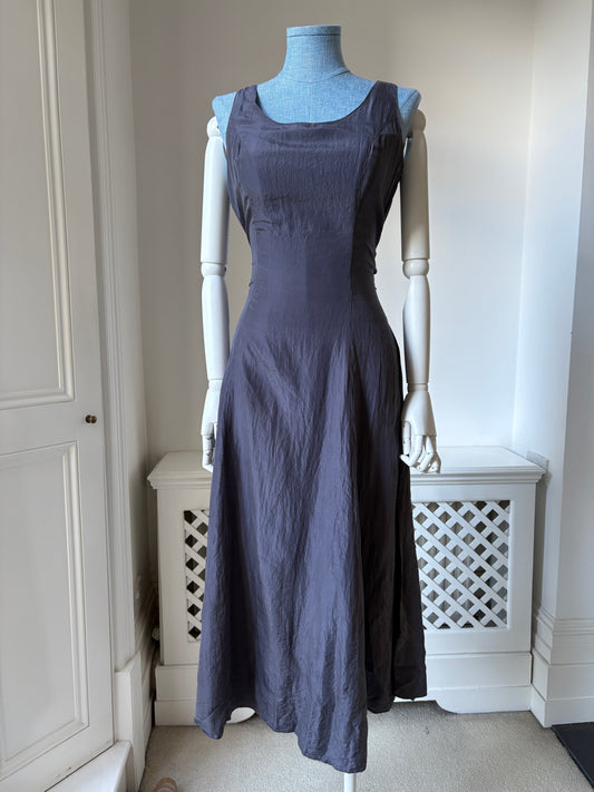 1990s 'Monsoon' Grey Silk Dress